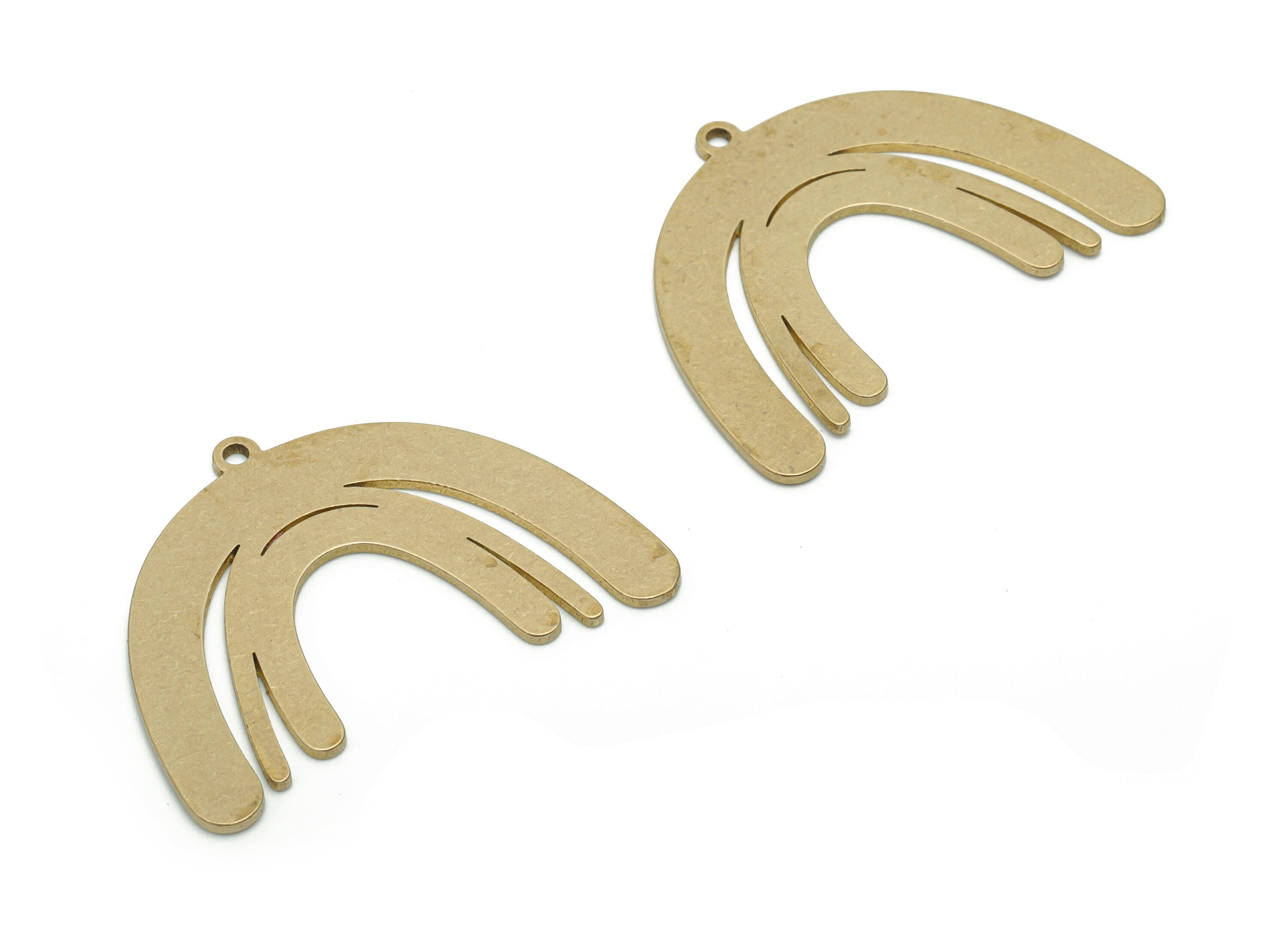Brass Rainbow Earring Charms - Raw Brass Rainbow Pendant - DIY Jewelry Making Supplies - 34.75x25.61x0.83mm - PPA1288 - DOMEDBAZAAR