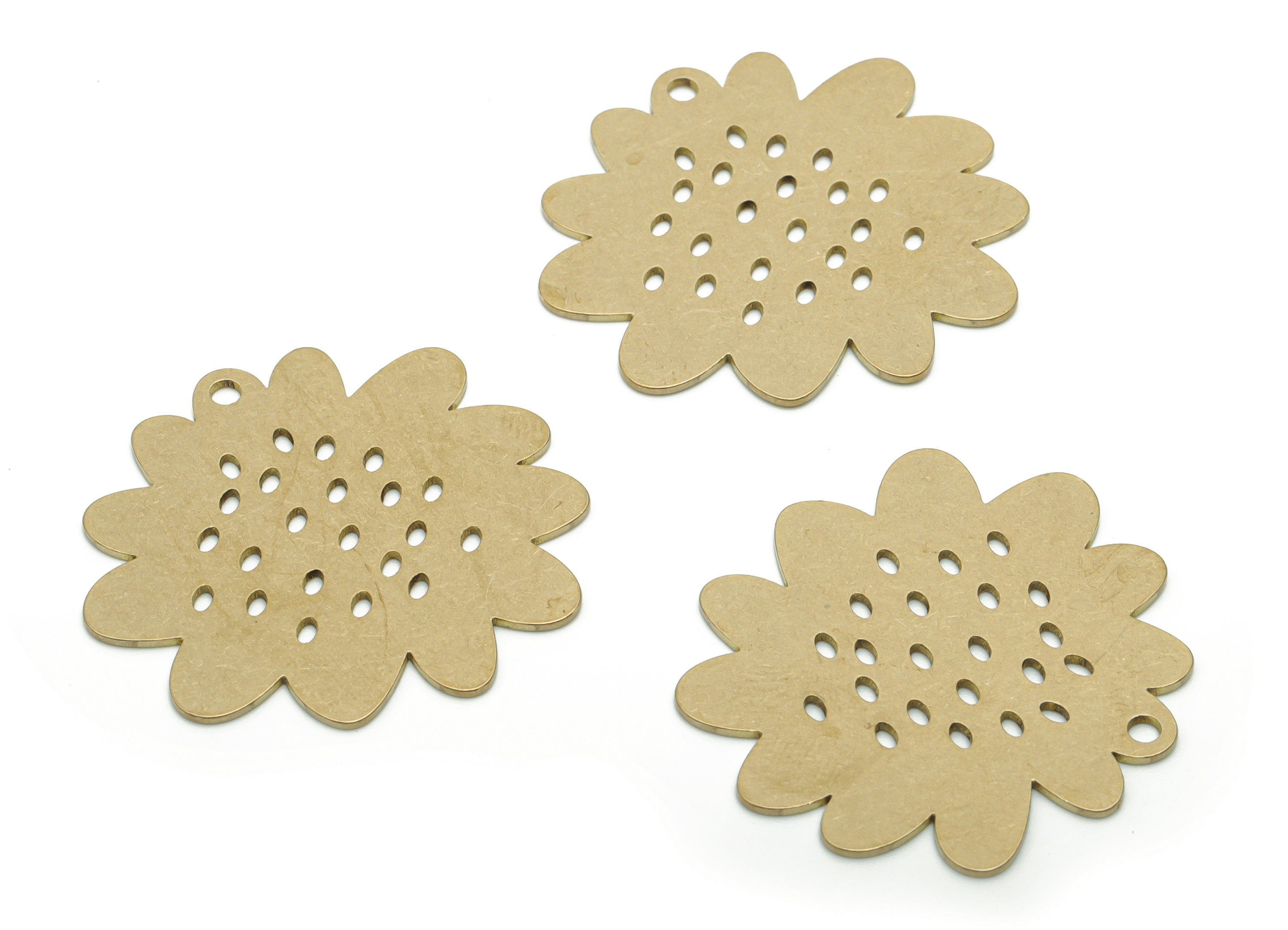 Brass Bubble Flower Earring Charms - Raw Brass Bubble Flower Pendant - DIY Jewelry Making Supplies - 34.76x32x0.76mm - PPA1218 - DOMEDBAZAAR