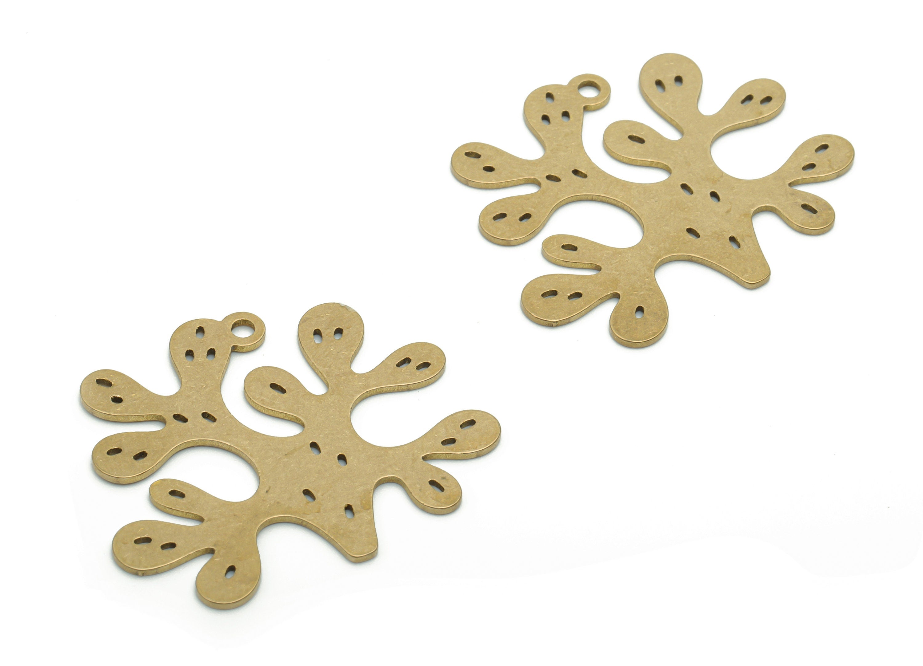 Brass Bubble Coral Earring Charms - Raw Brass Bubble Coral Pendant - DIY Jewelry Making Supplies - 34.77x29.17x0.85mm - PPA1129 - DOMEDBAZAAR