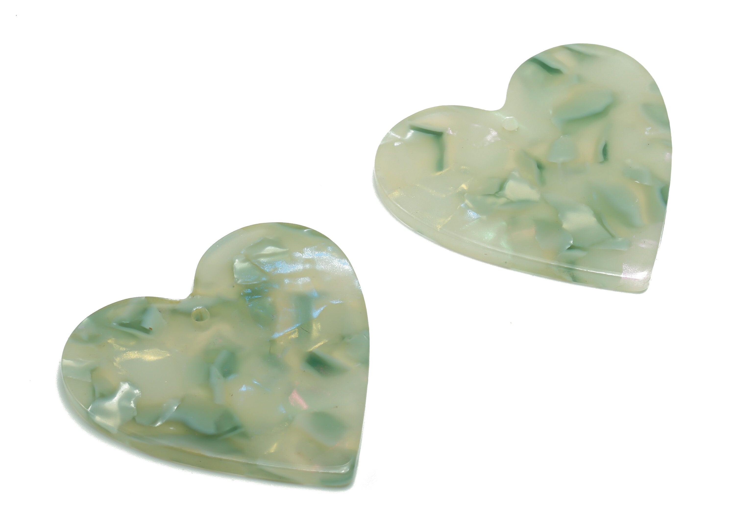 Acetate Heart Earring Charms - Acetate Heart Pendant - Jewelry Making Supplies - Color Code: A784 - 31.89x31.2x2.5mm - AC1431-A784 - DOMEDBAZAAR