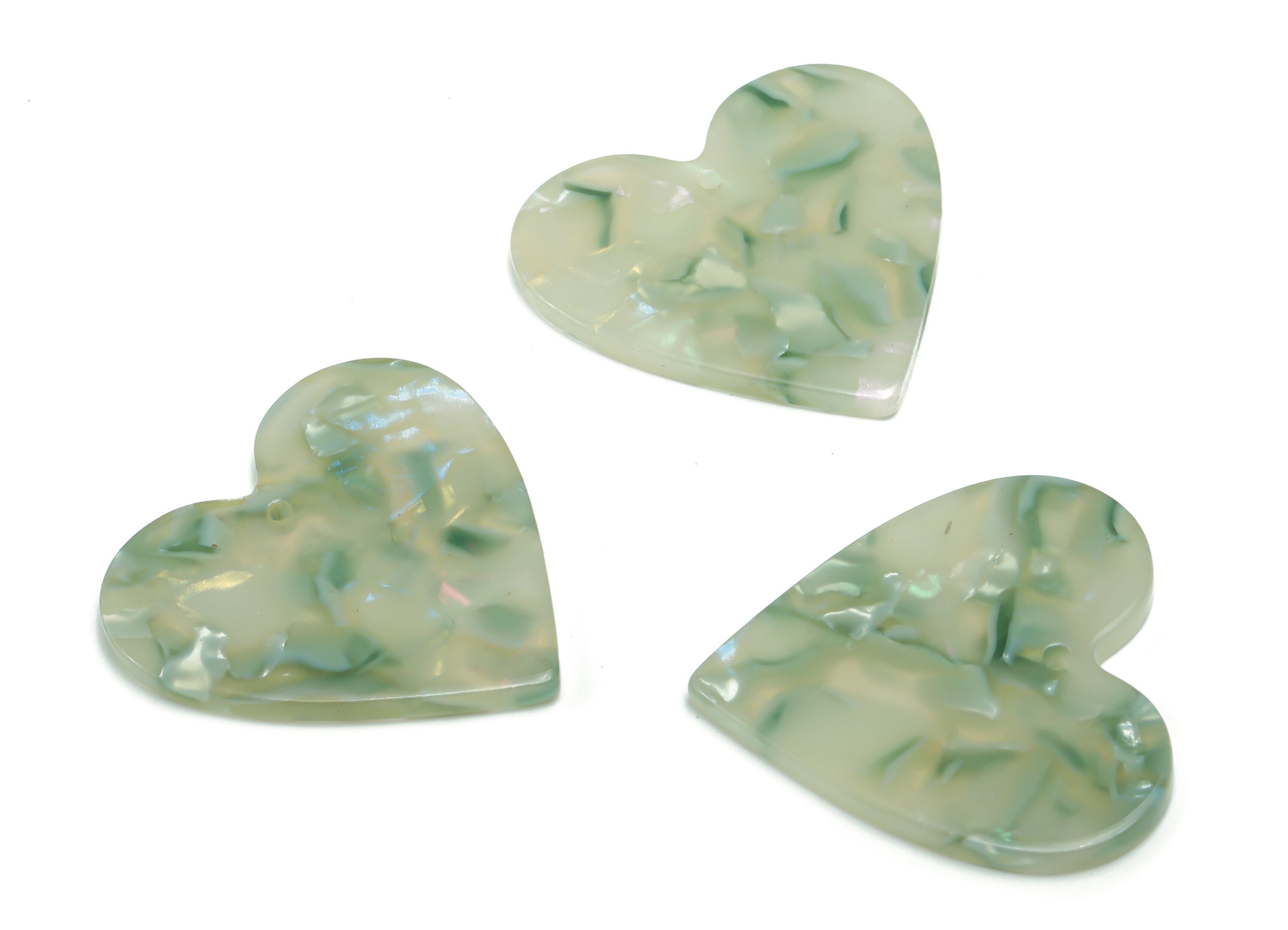 Acetate Heart Earring Charms - Acetate Heart Pendant - Jewelry Making Supplies - Color Code: A784 - 31.89x31.2x2.5mm - AC1431-A784 - DOMEDBAZAAR
