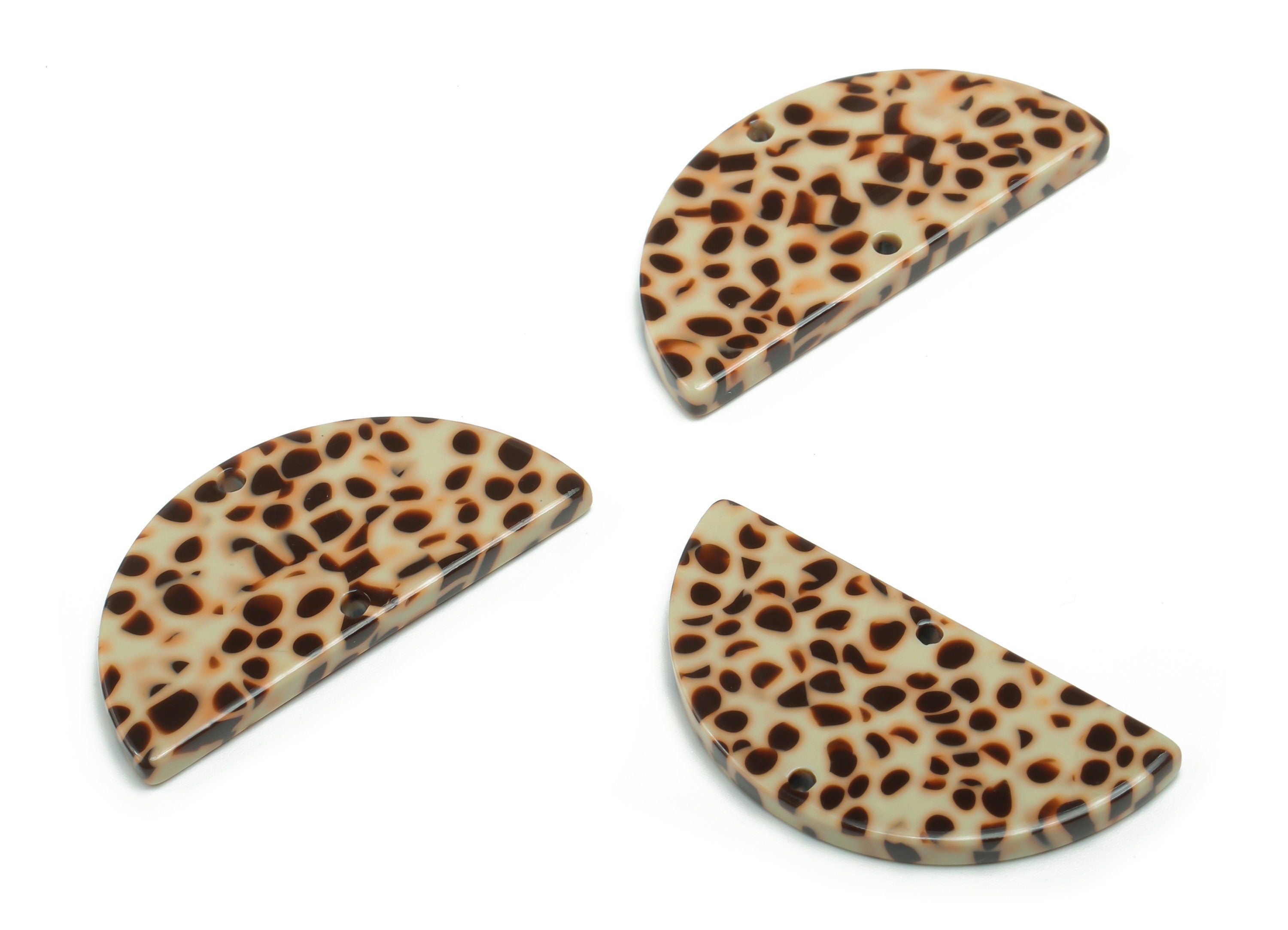 Acetate Semicircle Earring Connectors - Acetate Half Moon Charms - Jewelry Supplies - Color Code:A789 - 33.71x16.6x2.84mm - AC1218-A789 - DOMEDBAZAAR