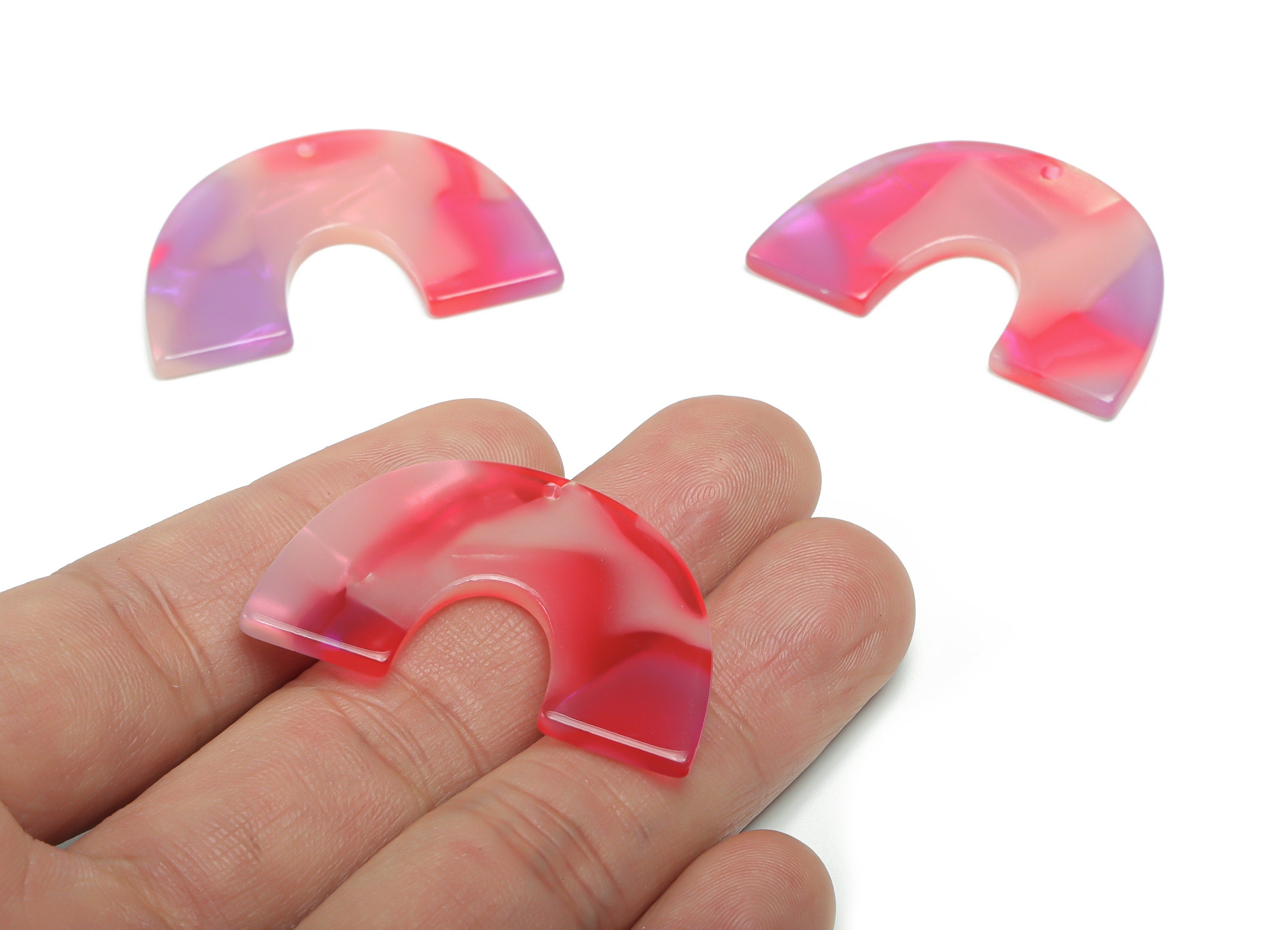Acetate Semicircle Earring Charms - Acetate U Pendant Findings - Jewelry Supplies - Color Code: A781 - 39.76x26.15x2.53mm - AC2018-A781 - DOMEDBAZAAR