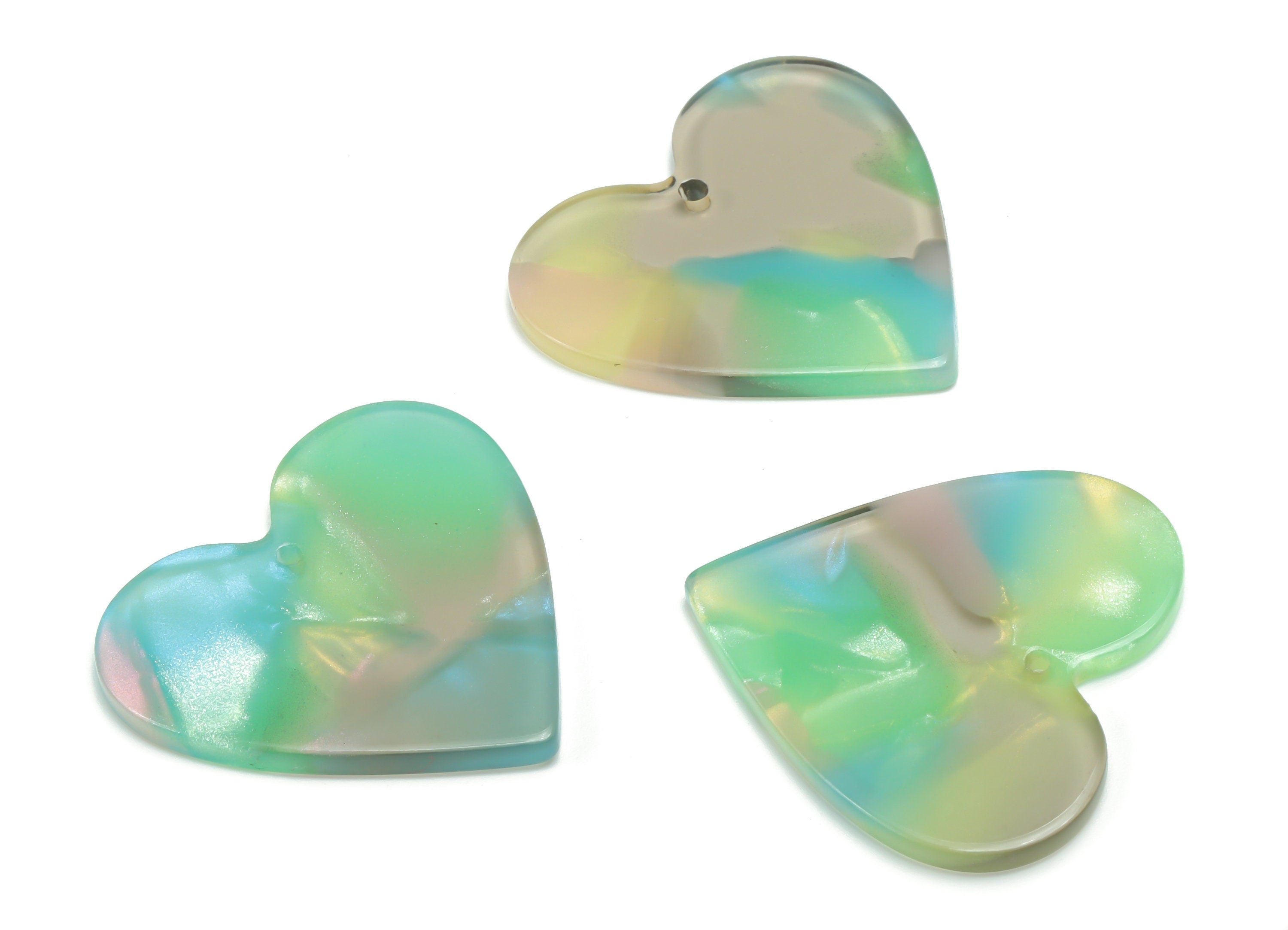 Acetate Heart Earring Charms - Acetate Heart Pendant - Jewelry Making Supplies - Color Code: A783 - 31.95x31.18x2.48mm - AC1431-A783 - DOMEDBAZAAR
