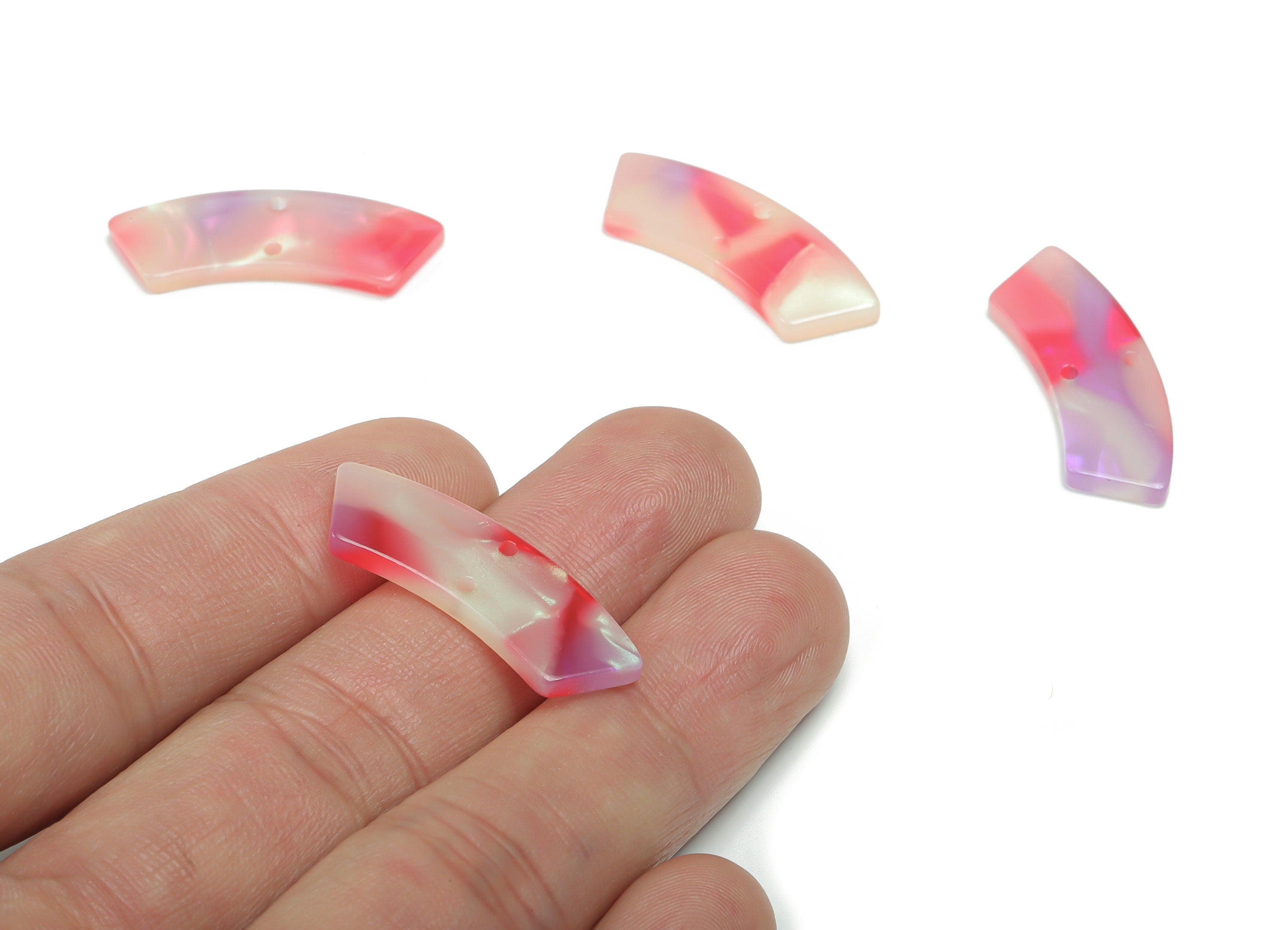 Acetate Earring Charms - Irregular Shaped Connector - Arc Shaped 2 Hole - Jewelry Supplies - Color Code:A781- 30.91x9.84x2.6mm - AC2326-A781 - DOMEDBAZAAR