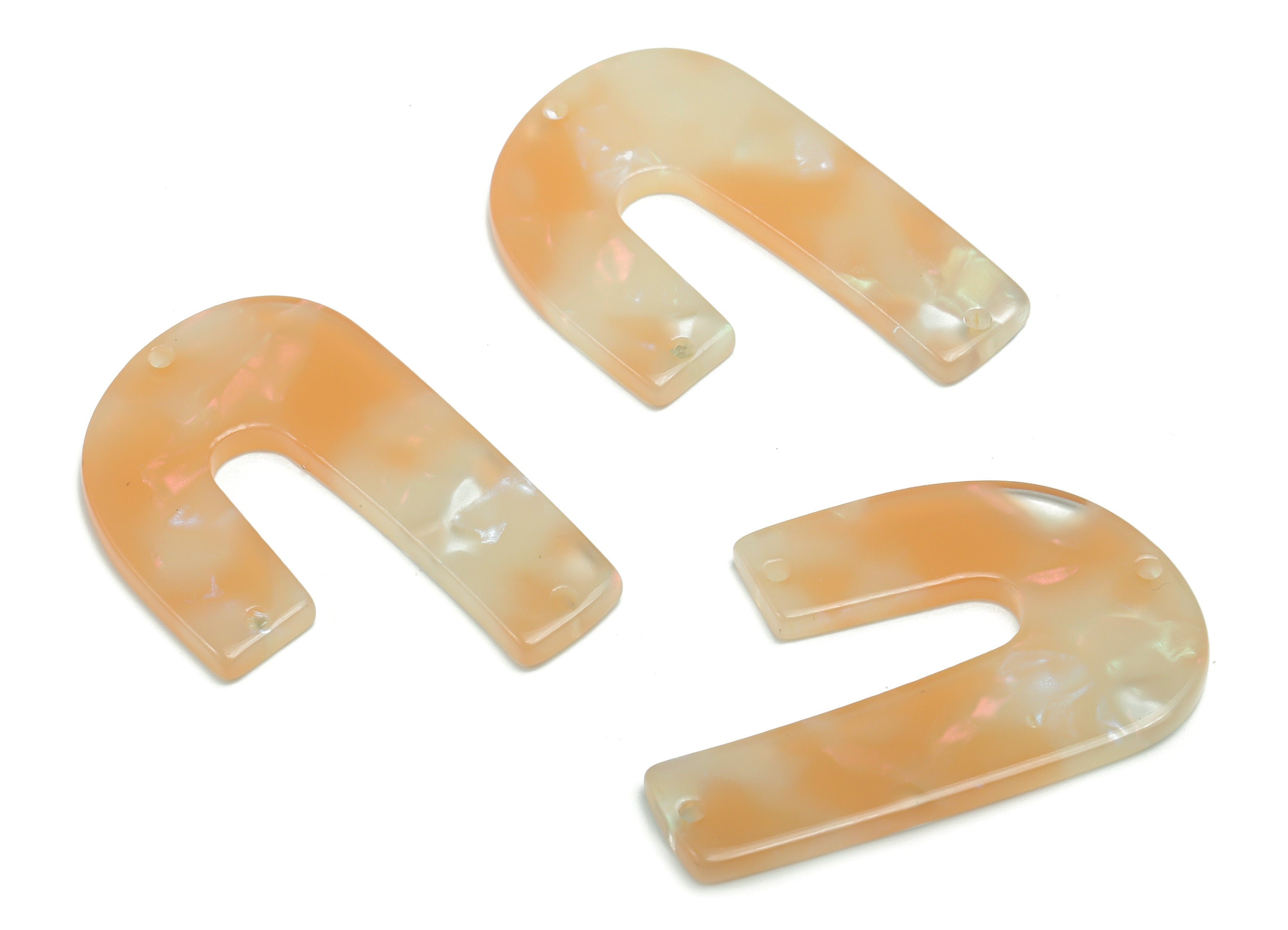 Acetate J Earring Connectors - Acetate U Charms and Pendant - 3 Holes - Jewelry Supplies - Color Code:A778 - 39.64x25.99x2.5mm - AC2376-A778 - DOMEDBAZAAR