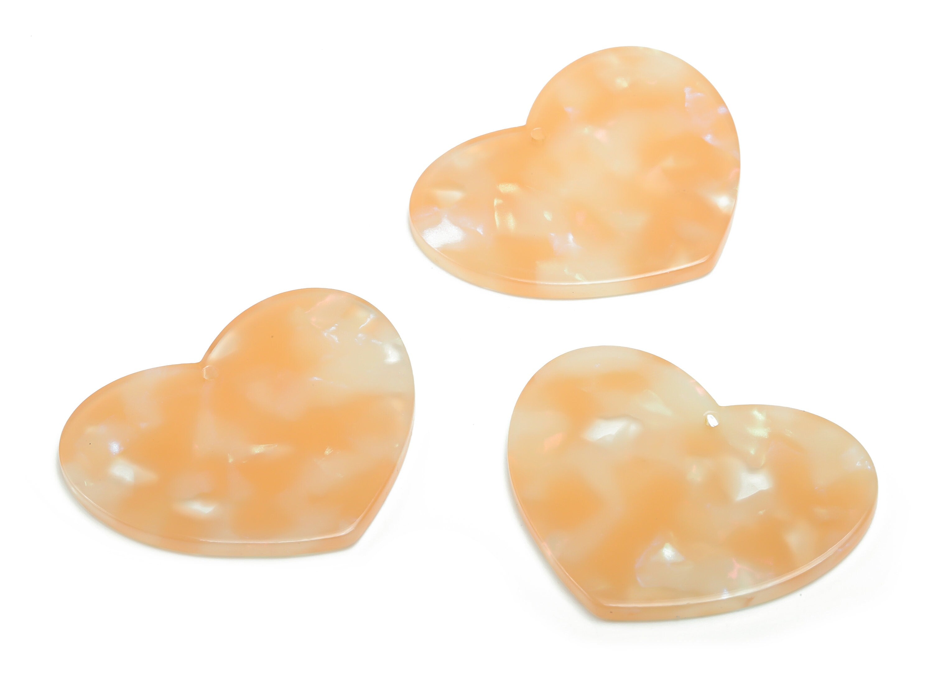 Acetate Heart Earring Charms - Acetate Heart Pendant Findings - Jewelry Supplies - Color Code: A778 - 38.45x31.4x2.45mm - AC2380-A778 - DOMEDBAZAAR
