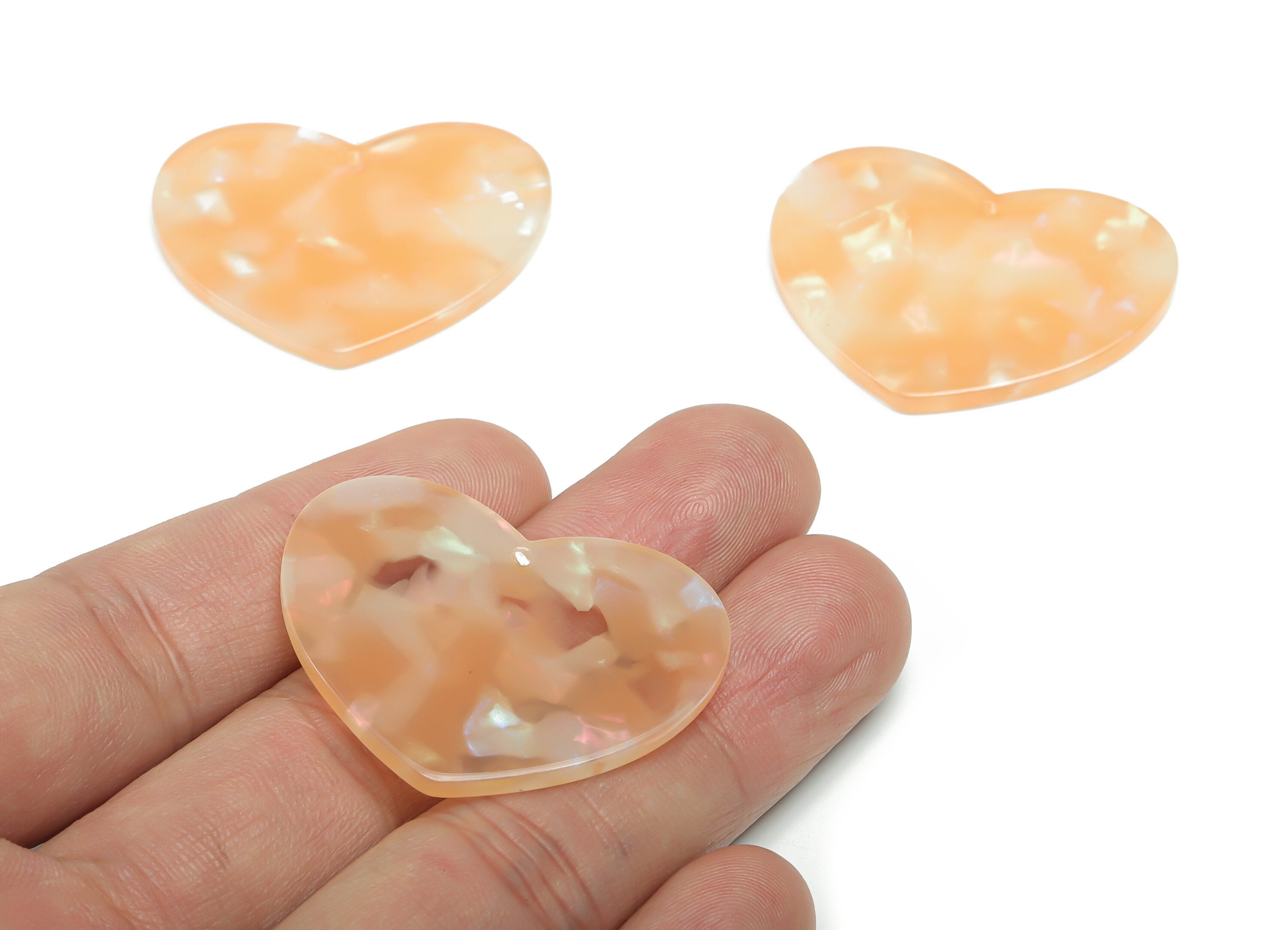 Acetate Heart Earring Charms - Acetate Heart Pendant Findings - Jewelry Supplies - Color Code: A778 - 38.45x31.4x2.45mm - AC2380-A778 - DOMEDBAZAAR