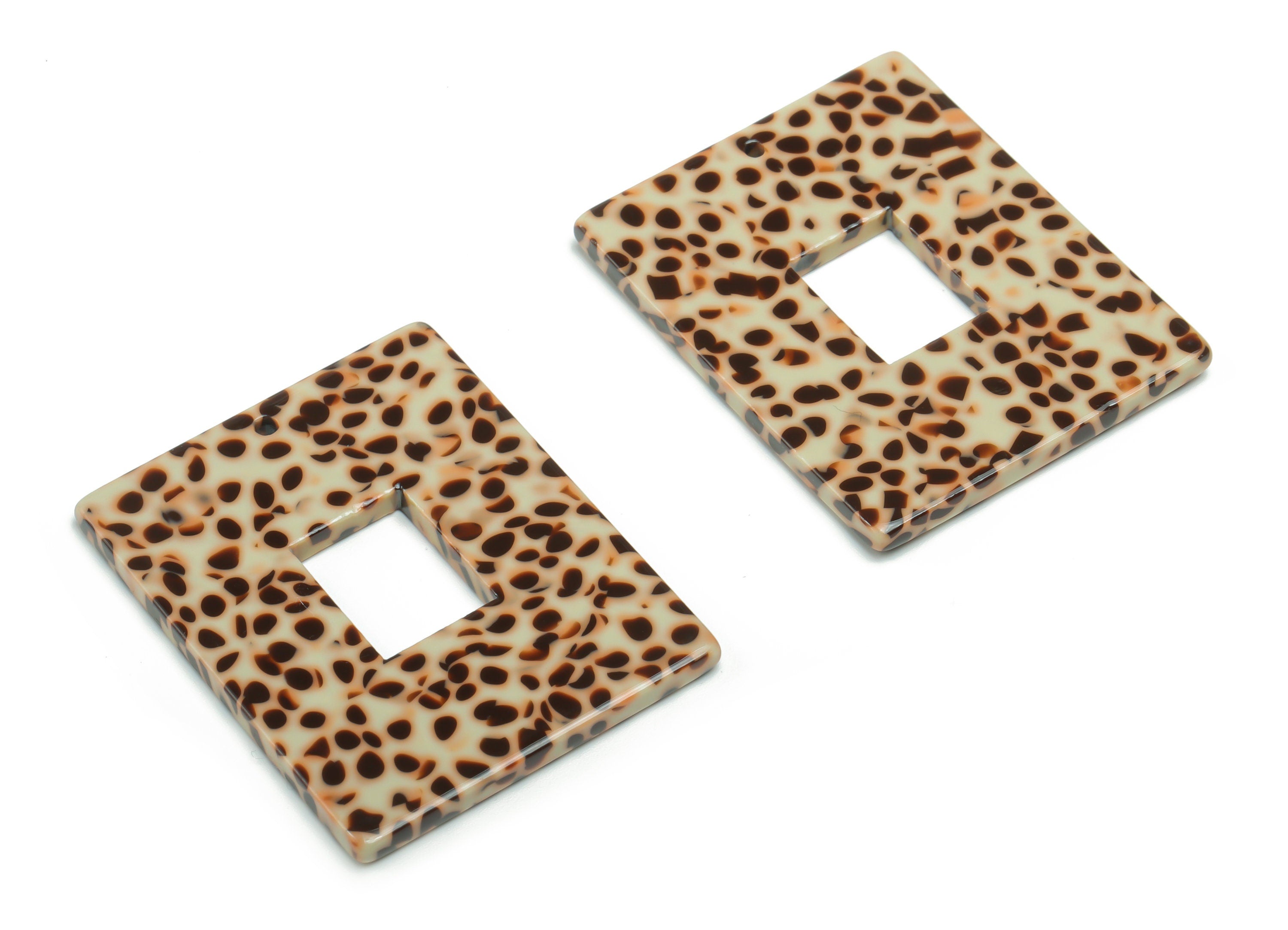 Acetate Rectangle Earring Charms - Acetate Rectangle Pendant Findings - Jewelry Supplies - Color Code: A789 - 39.86x31.8x2.8mm - AC2379-A789 - DOMEDBAZAAR