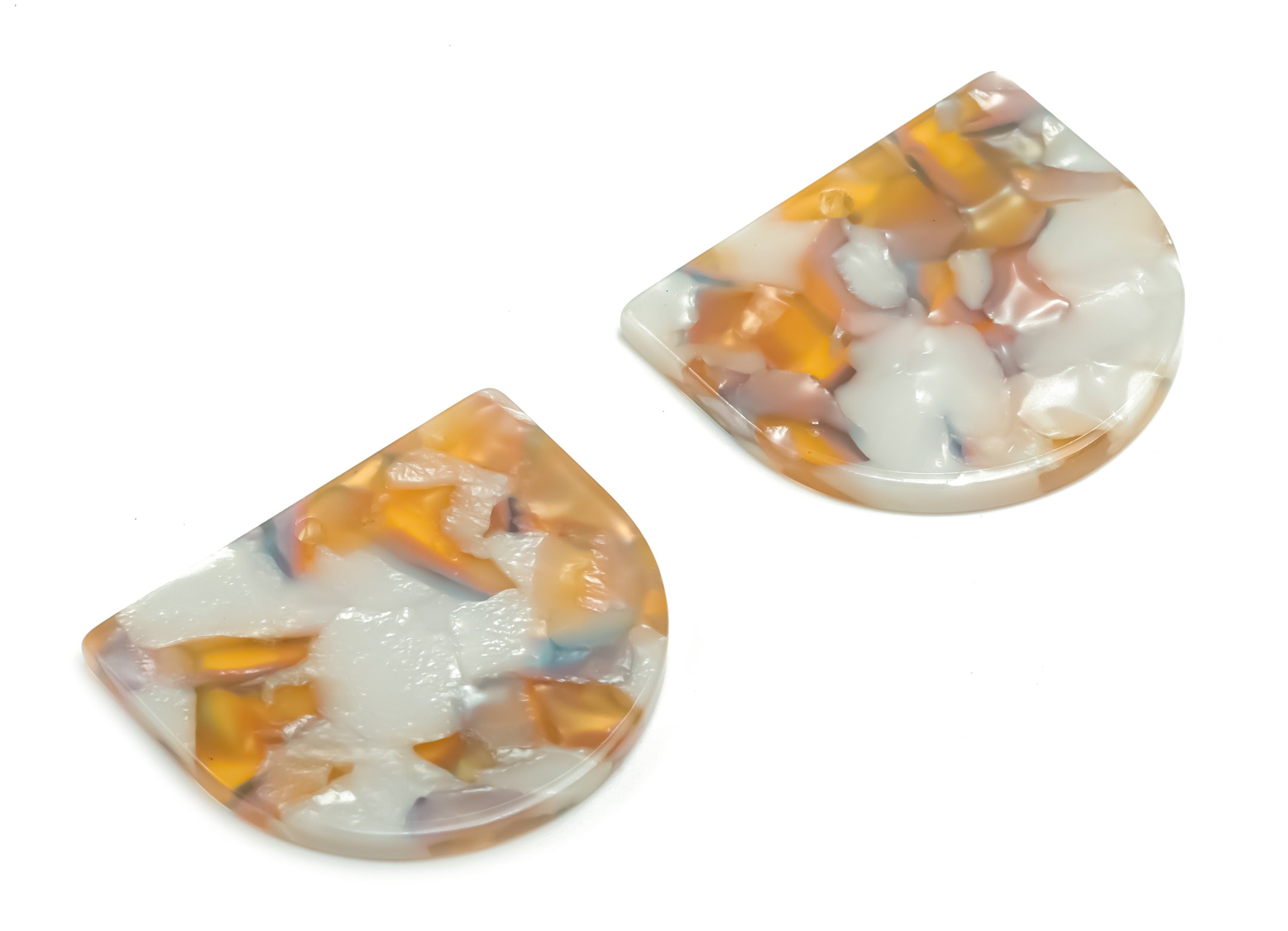 Acetate Domed Earring Charms - Acetate D Pendant - Jewelry Making Supplies - Color Code:A746 - 27.85x24.2x2.39mm - AC1322-A746 - DOMEDBAZAAR