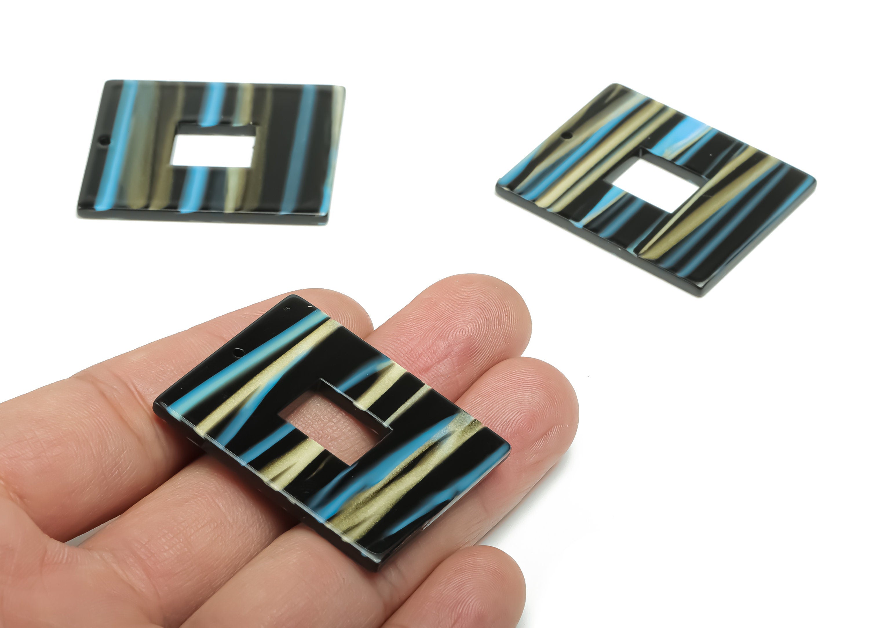 Acrylic Rectangle Earring Charms - Acrylic Rectangle Pendant - Jewelry Making Supplies - Color Code: A788 - 39.62x31.82x2.37mm - AC2379-A788 - DOMEDBAZAAR