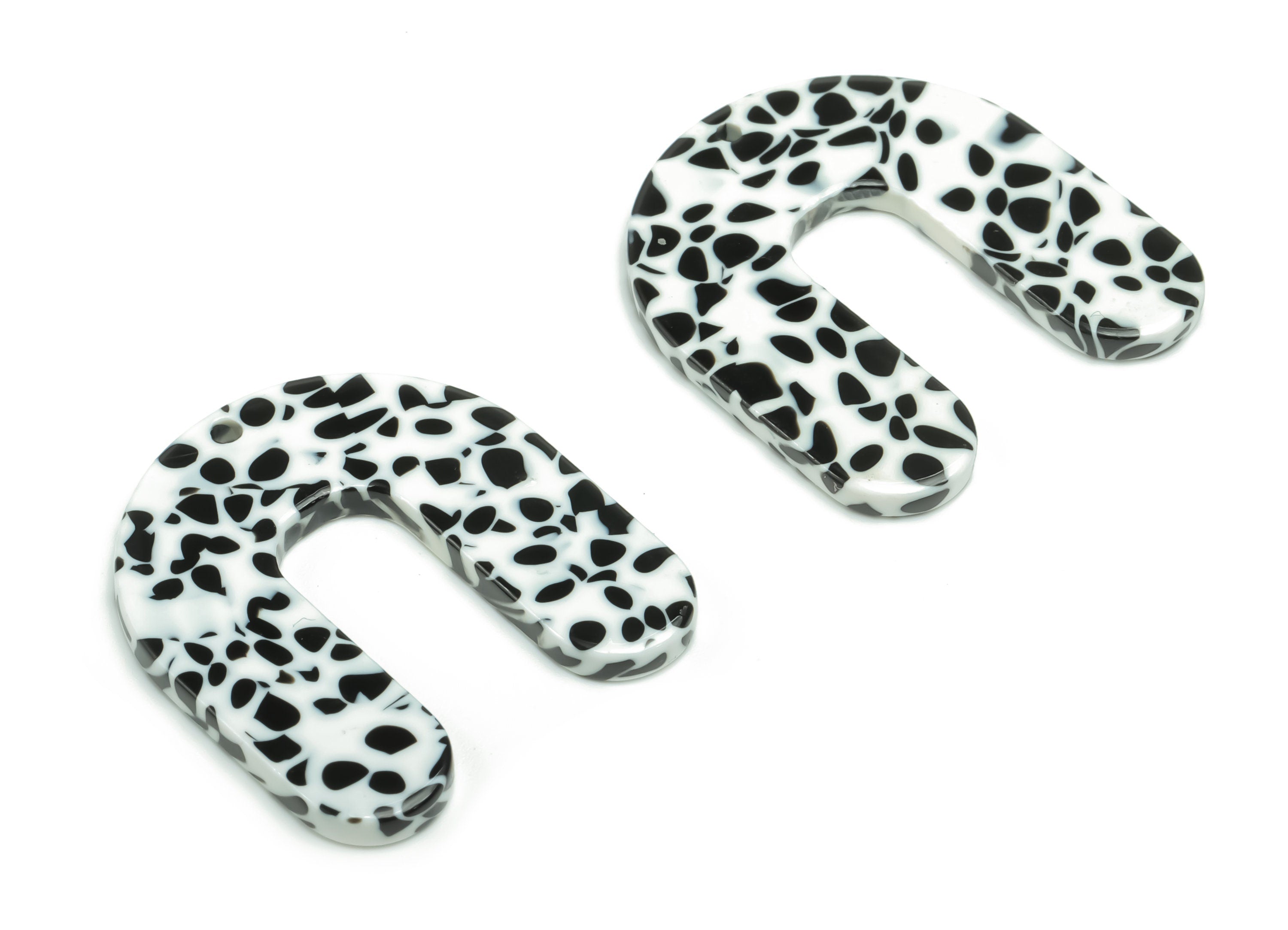 Acetate U Earring Charms - Acetate U Dalmatian Pendant - Jewelry Making Supplies - Color Code: A774 - 30.88x27.76x2.4mm - AC2377-A774 - DOMEDBAZAAR