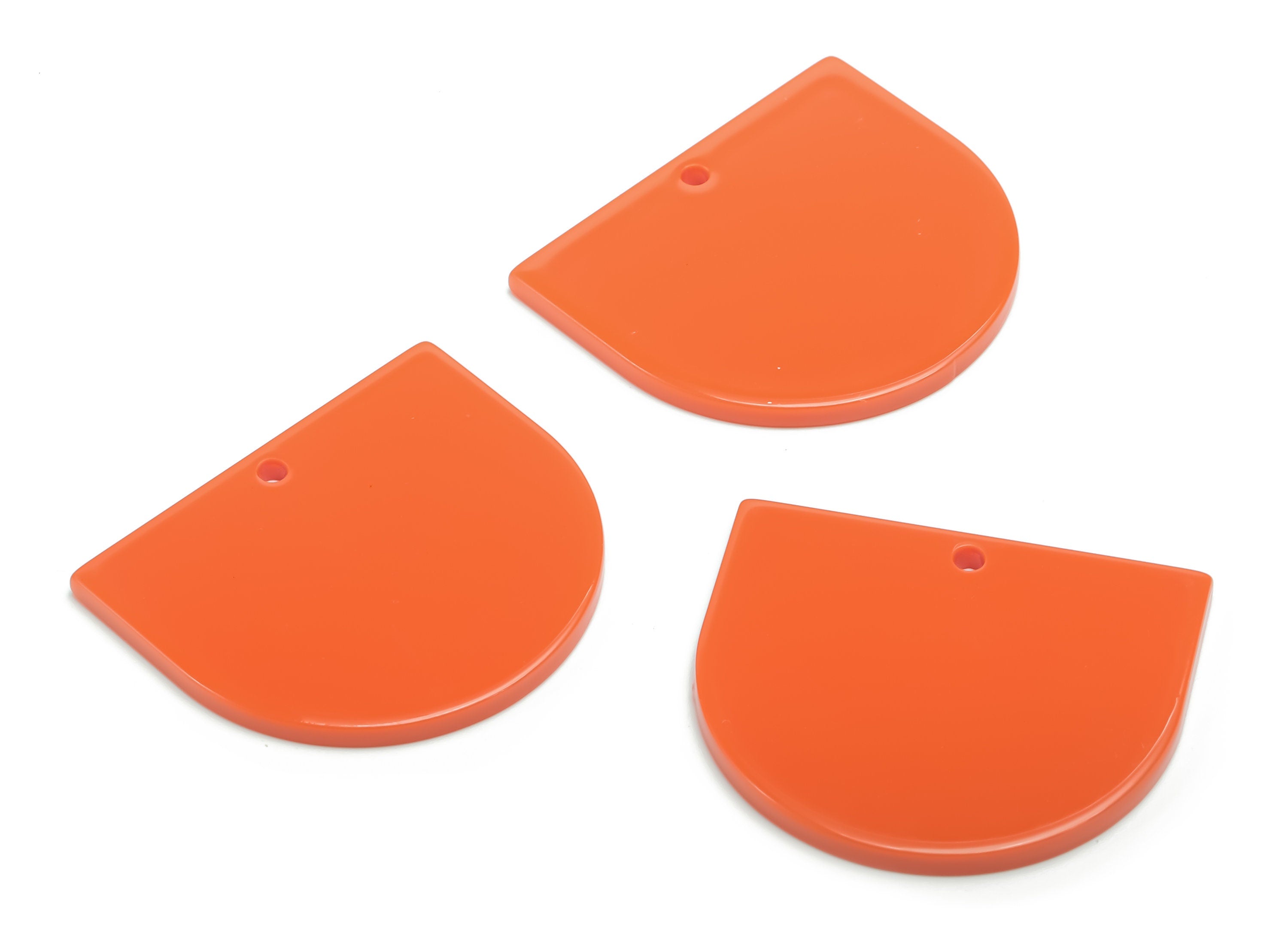 Acrylic Domed Earring Charms - Orange Acrylic D Pendant - Jewelry Making Supplies - Color Code: A733 - 33.69x29.32x2.26mm - AC1094-A733 - DOMEDBAZAAR
