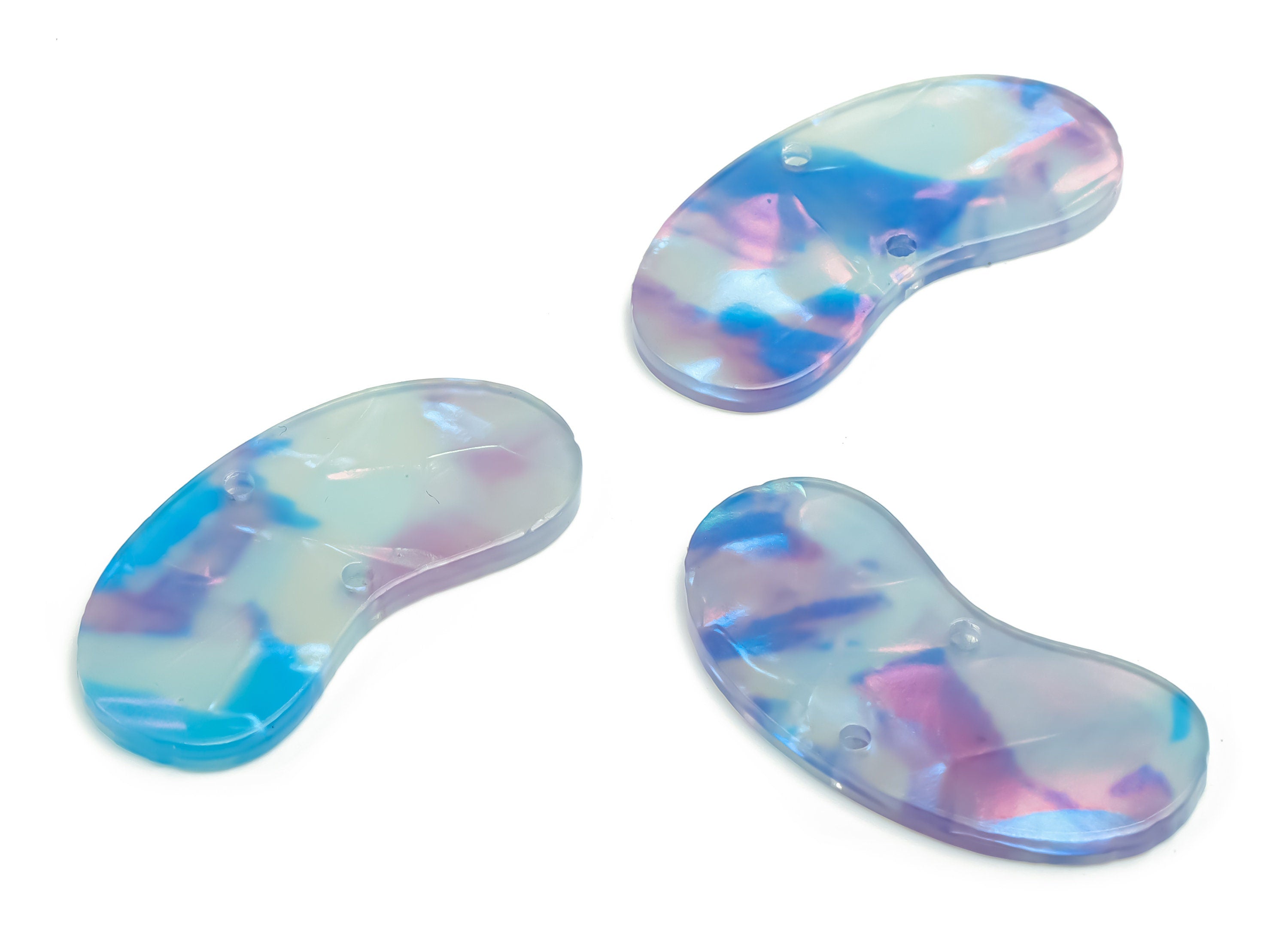Acrylic Bean Earring Connector - Irregular Charms - Arc Shaped 2 Holes - Jewelry Supplies - Color Code:A755- 34.96x14.97x2.2mm - AC2370-A755 - DOMEDBAZAAR