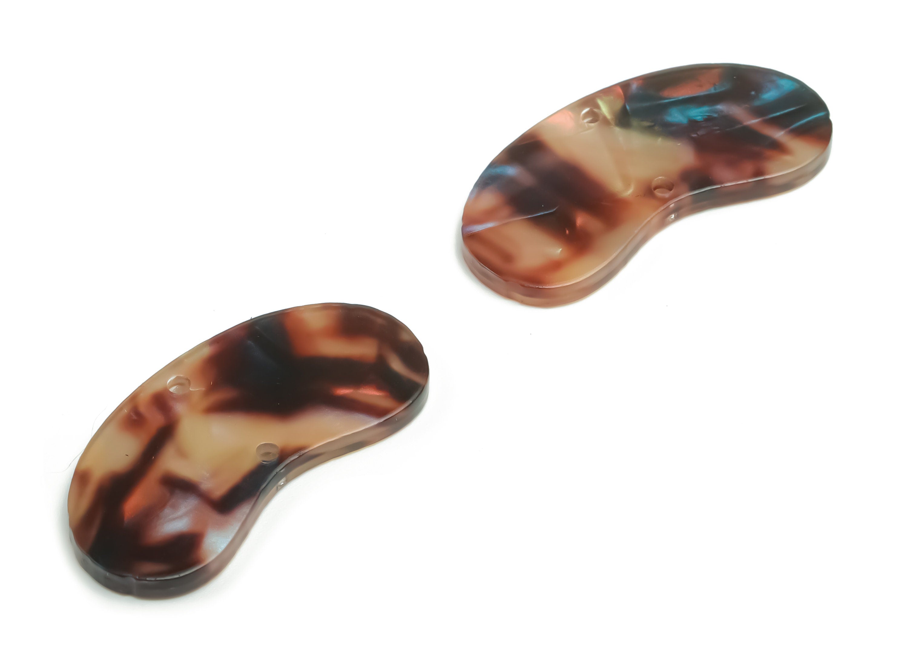 Acrylic Bean Earring Connector - Irregular Charms - Arc Shaped 2 Holes - Jewelry Supplies - Color Code:A756- 34.91x14.93x2.5mm - AC2370-A756 - DOMEDBAZAAR