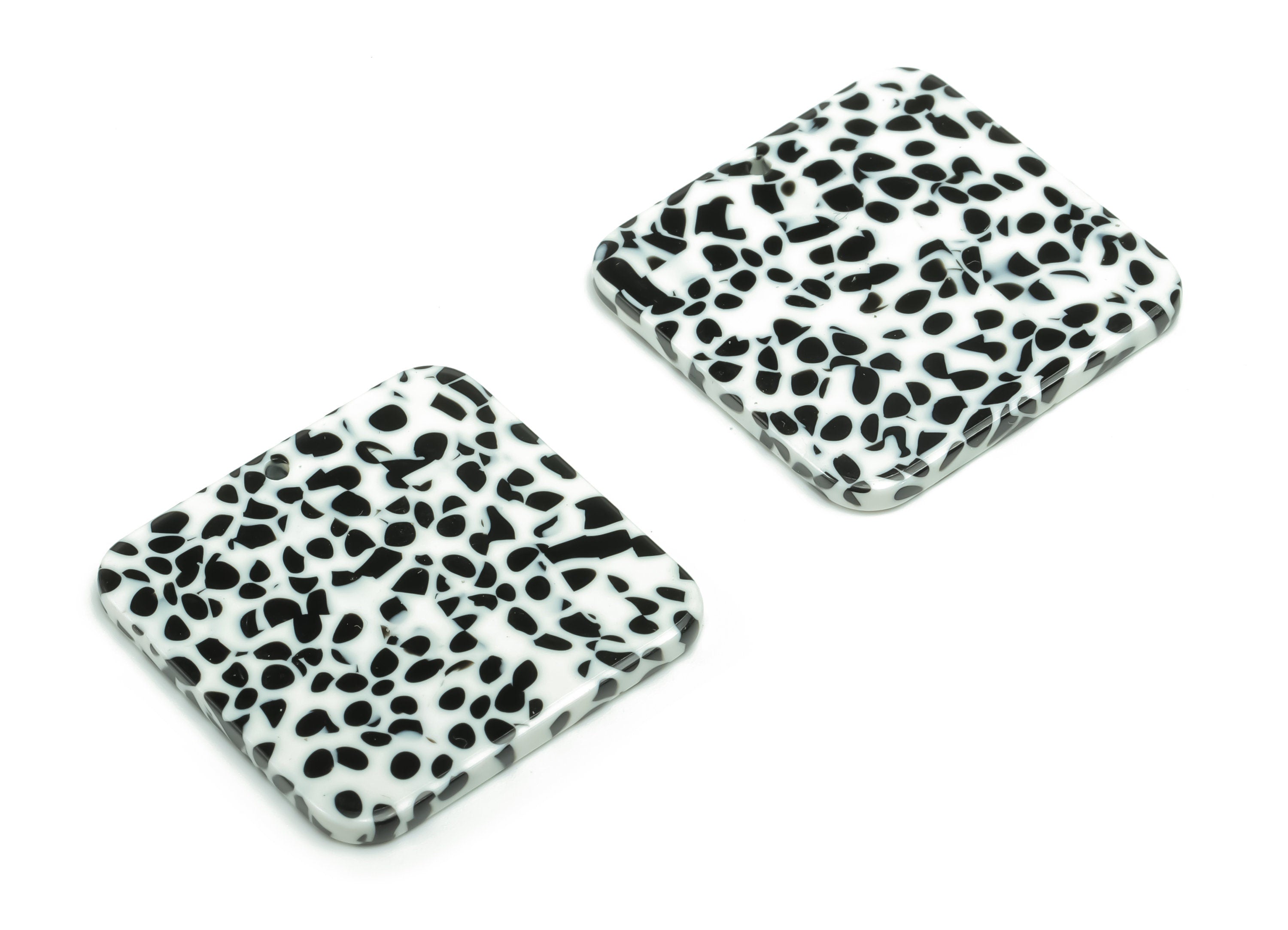 Acetate Square Earring Charms - Acetate Square Dalmatian Pendant - Jewelry Making Supplies - Color Code: A774 - 29.8x29.8x2.4mm -AC2378-A774 - DOMEDBAZAAR