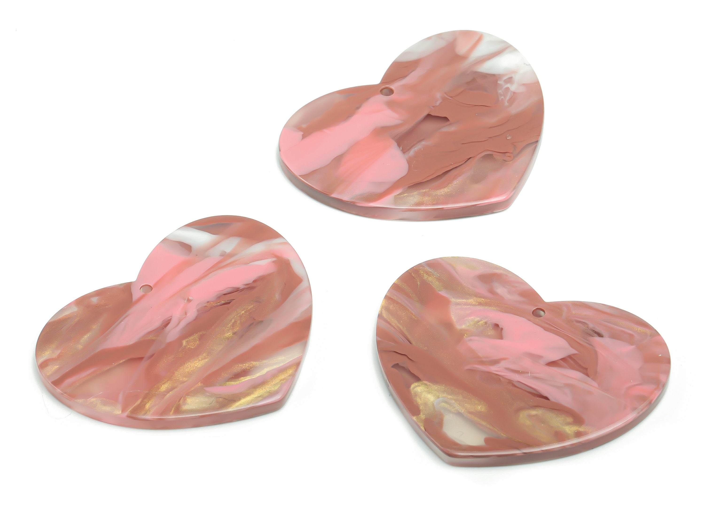 Acrylic Heart Earring Charms - Acrylic Heart Pendant - Jewelry Making Supplies - Color Code: A777 - 38.71x31.54x2.55mm - AC2380-A777 - DOMEDBAZAAR