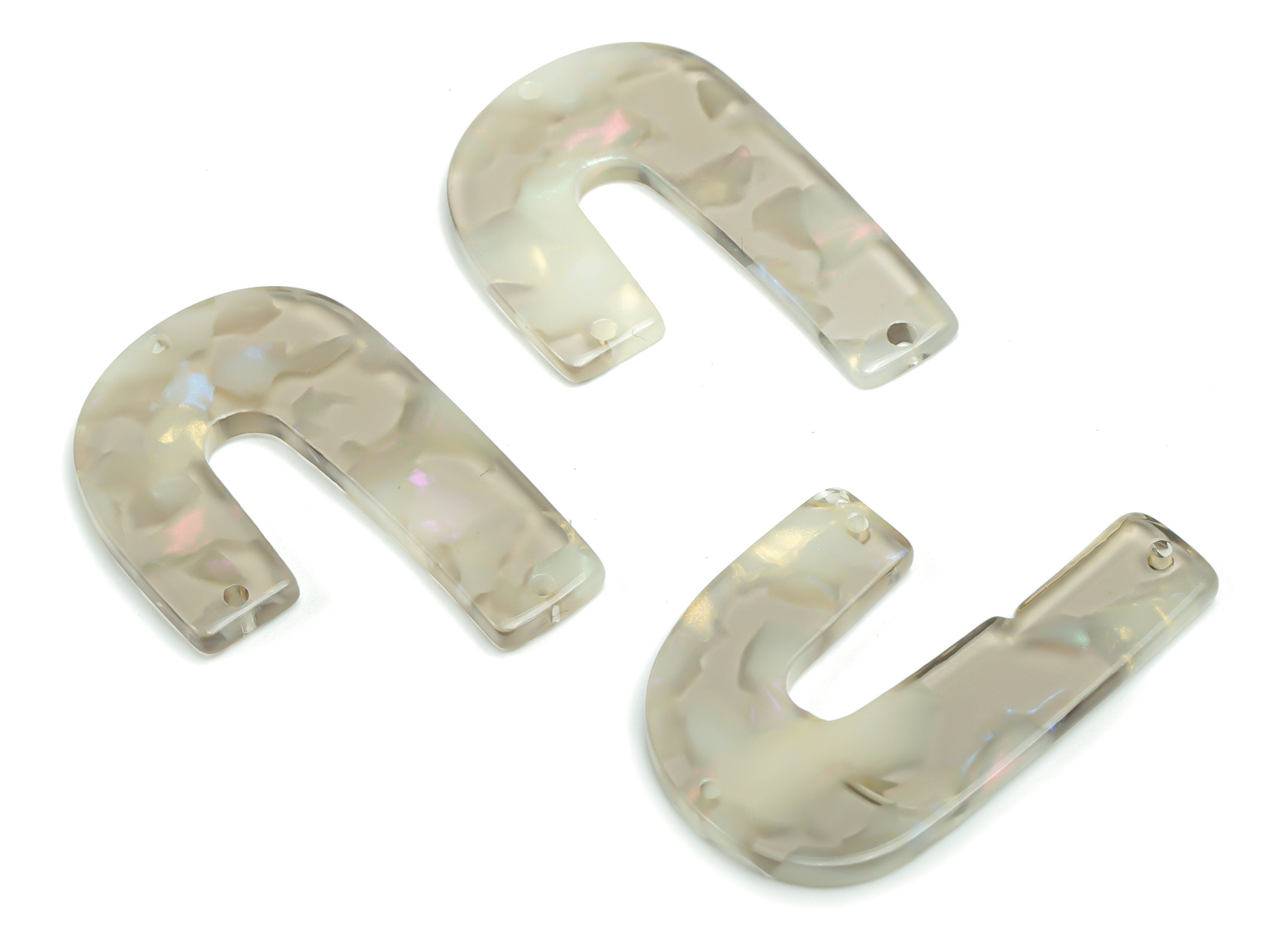 Acetate J Earring Connectors - Acetate U Charms and Pendant - 3 Holes - Jewelry Supplies - Color Code:A776 - 39.95x26.6x2.51mm - AC2376-A776 - DOMEDBAZAAR