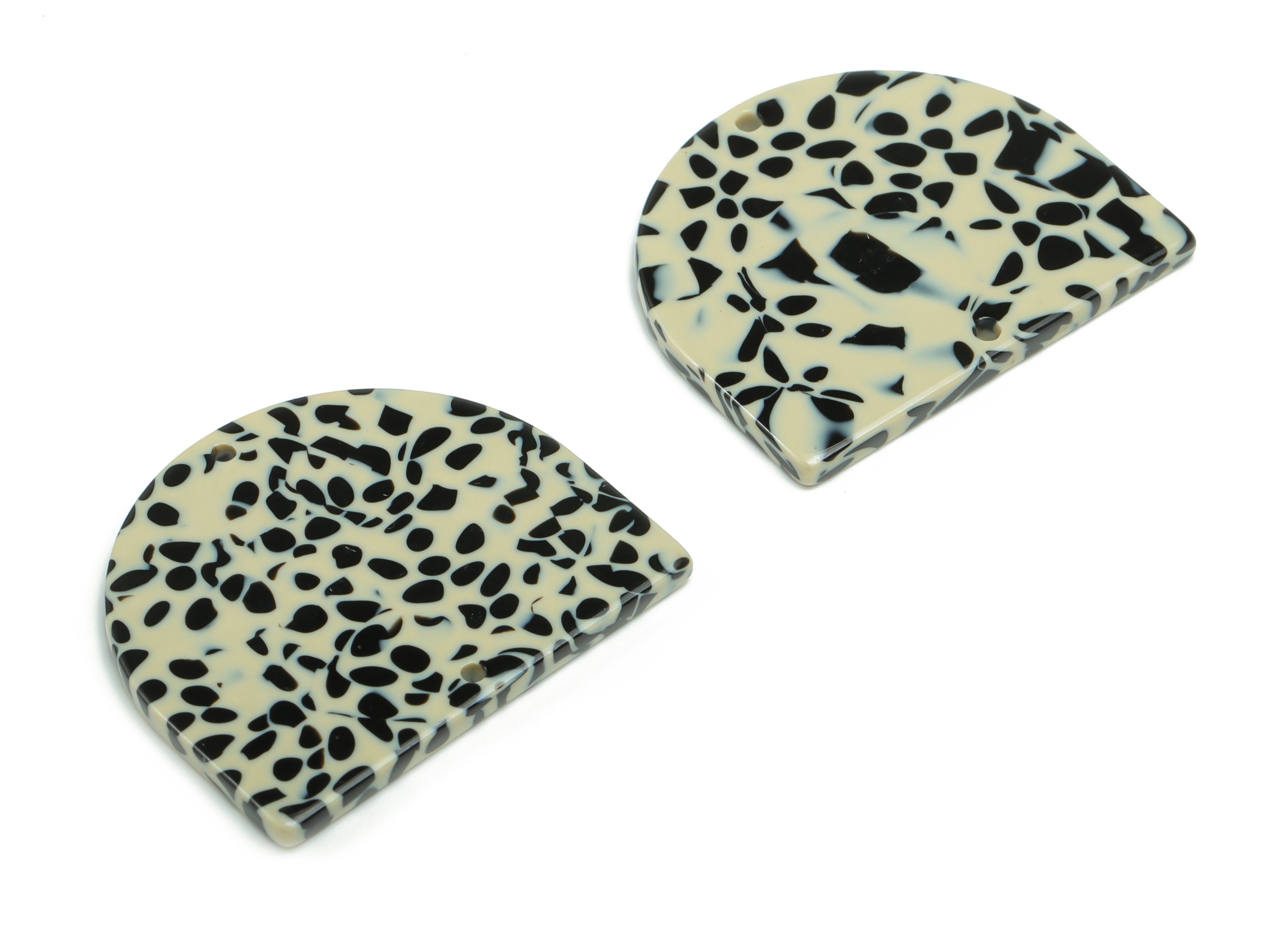 Acetate D Earring Connector - Acetate Semi circle Pendant - Jewelry Making Supplies - Color Code: A785 - 34.16x29.13x2.46mm - AC1634-A785 - DOMEDBAZAAR