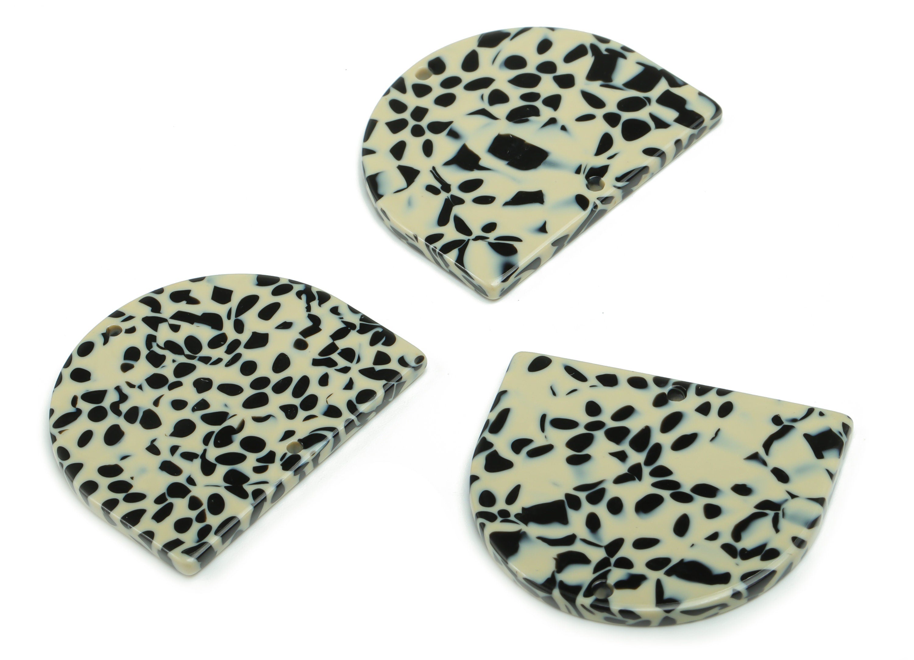 Acetate D Earring Connector - Acetate Semi circle Pendant - Jewelry Making Supplies - Color Code: A785 - 34.16x29.13x2.46mm - AC1634-A785 - DOMEDBAZAAR