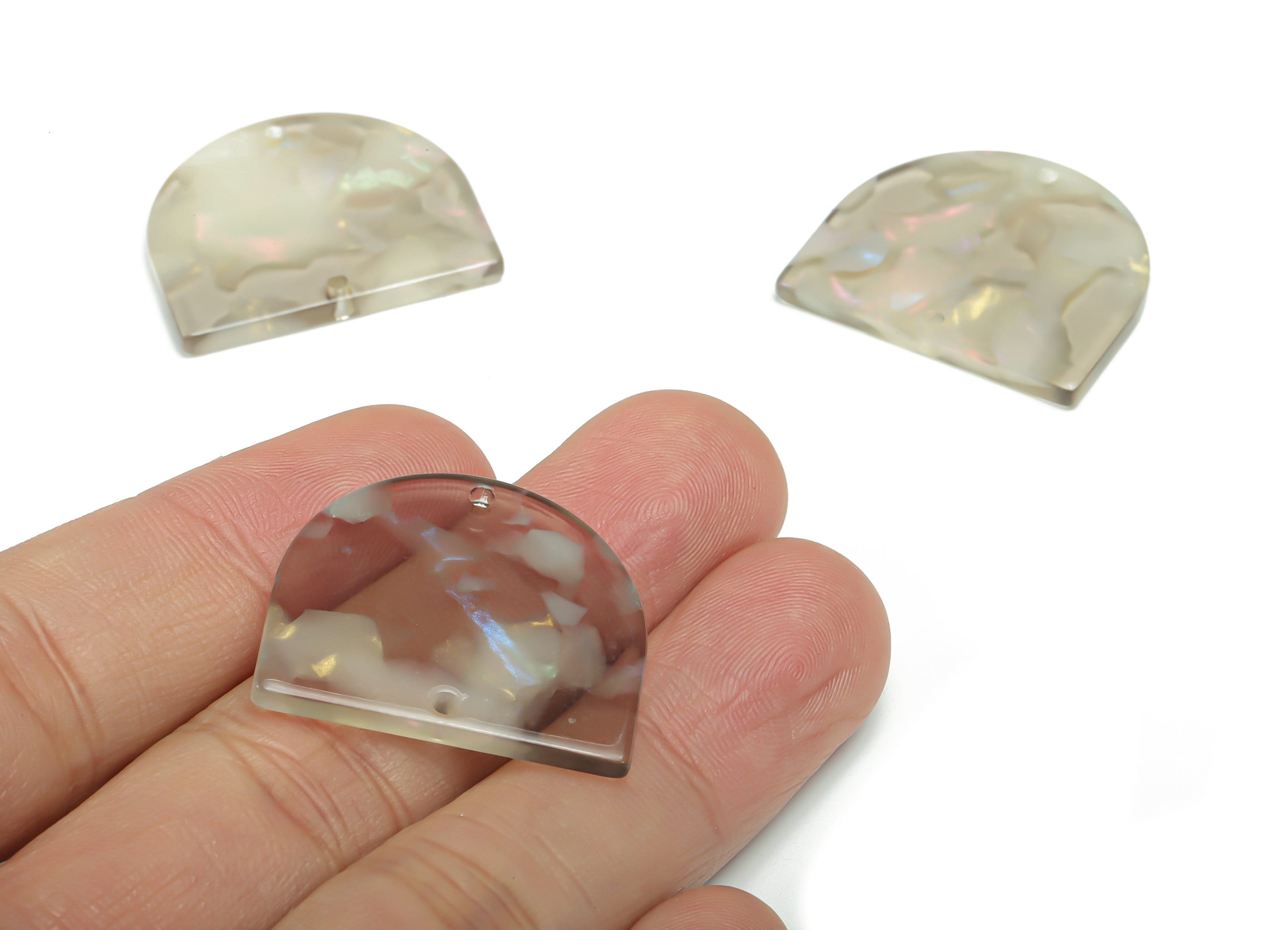 Acetate Domed Earring Connector - Acetate D Charms and Pendant - 2 Holes - Jewelry Supplies - Color Code:A776 - 27.8x23.9x2.5mm -AC1323-A776 - DOMEDBAZAAR