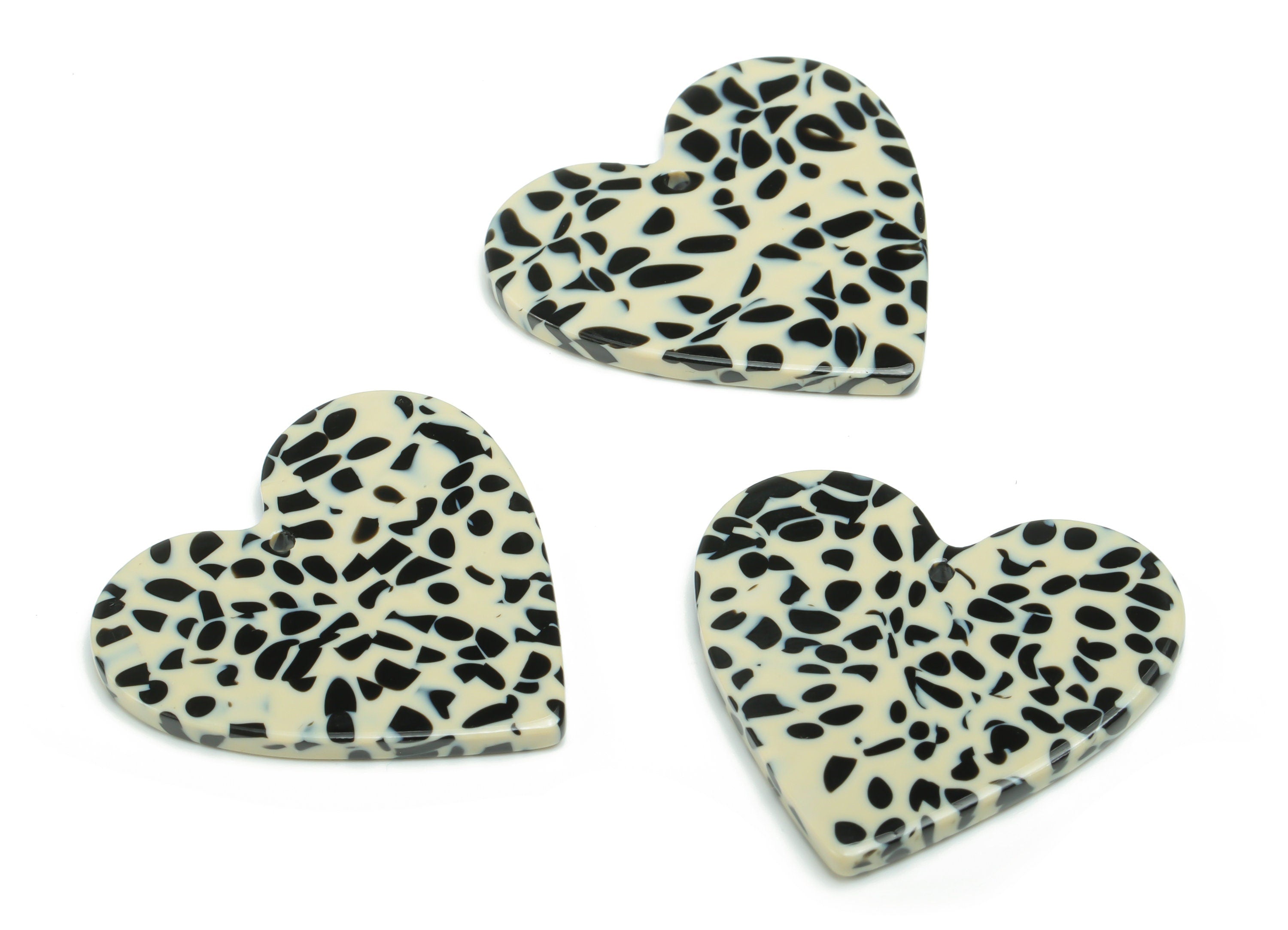 Acetate Heart Earring Charms - Acetate Heart Pendant - Jewelry Making Supplies - Color Code: A785 - 31.91x31.22x2.43mm - AC1431-A785 - DOMEDBAZAAR