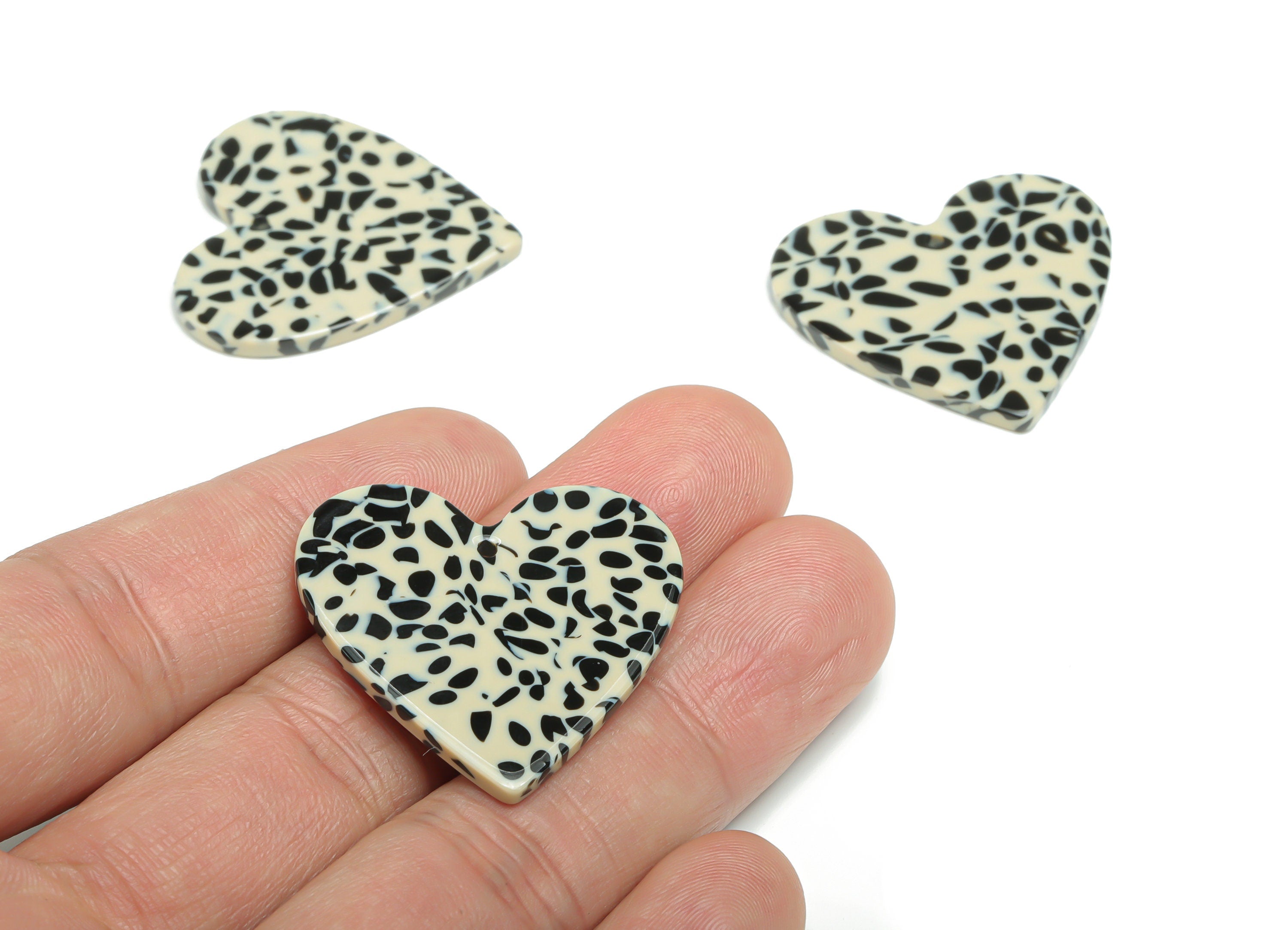 Acetate Heart Earring Charms - Acetate Heart Pendant - Jewelry Making Supplies - Color Code: A785 - 31.91x31.22x2.43mm - AC1431-A785 - DOMEDBAZAAR