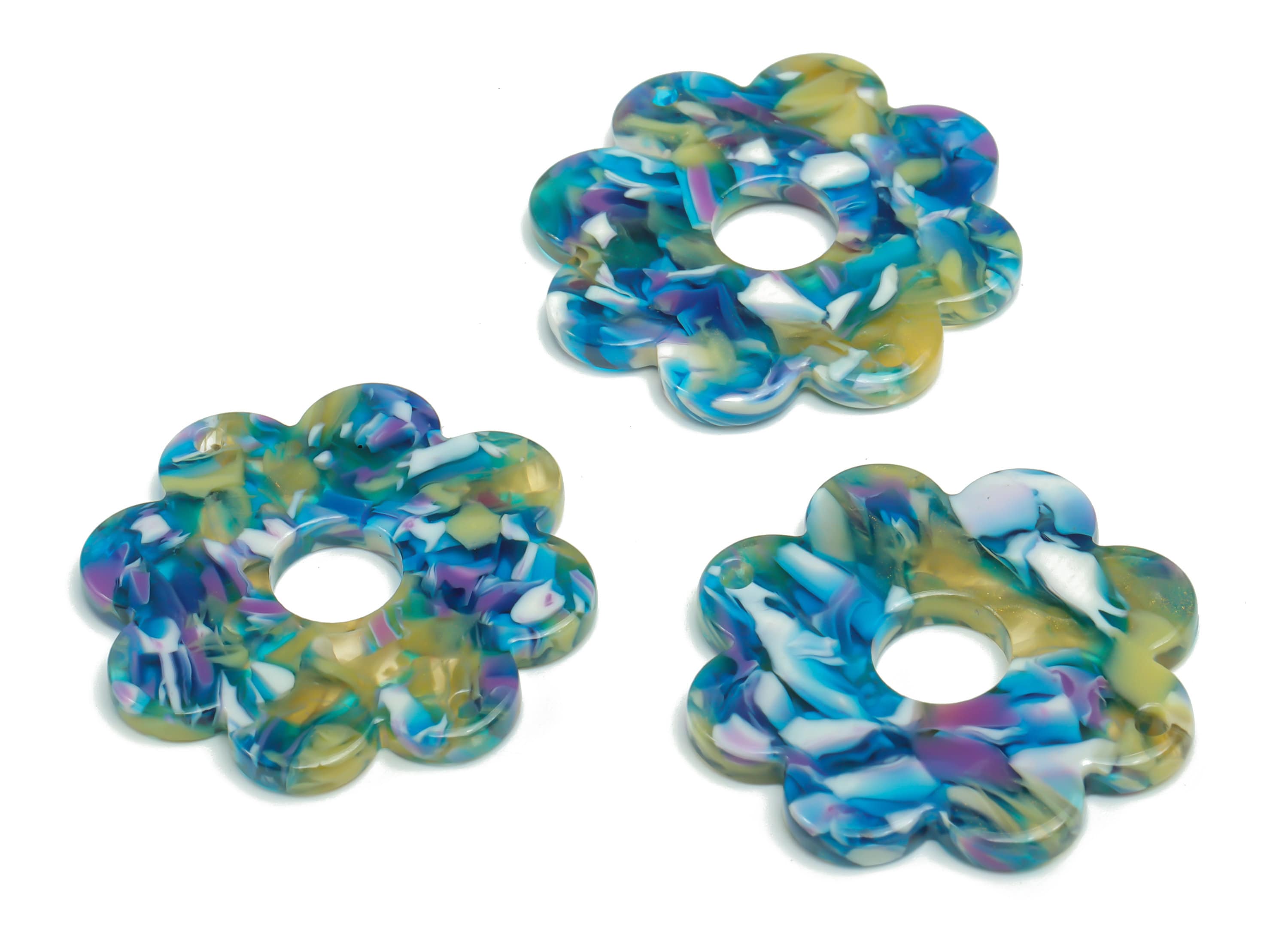 Acetate Flower Earring Charms - Acetate Flower Pendant Findings - Jewelry Making Supplies - Color Code: A747 - 29.9x29.8x2.6mm - AC2375-A747 - DOMEDBAZAAR