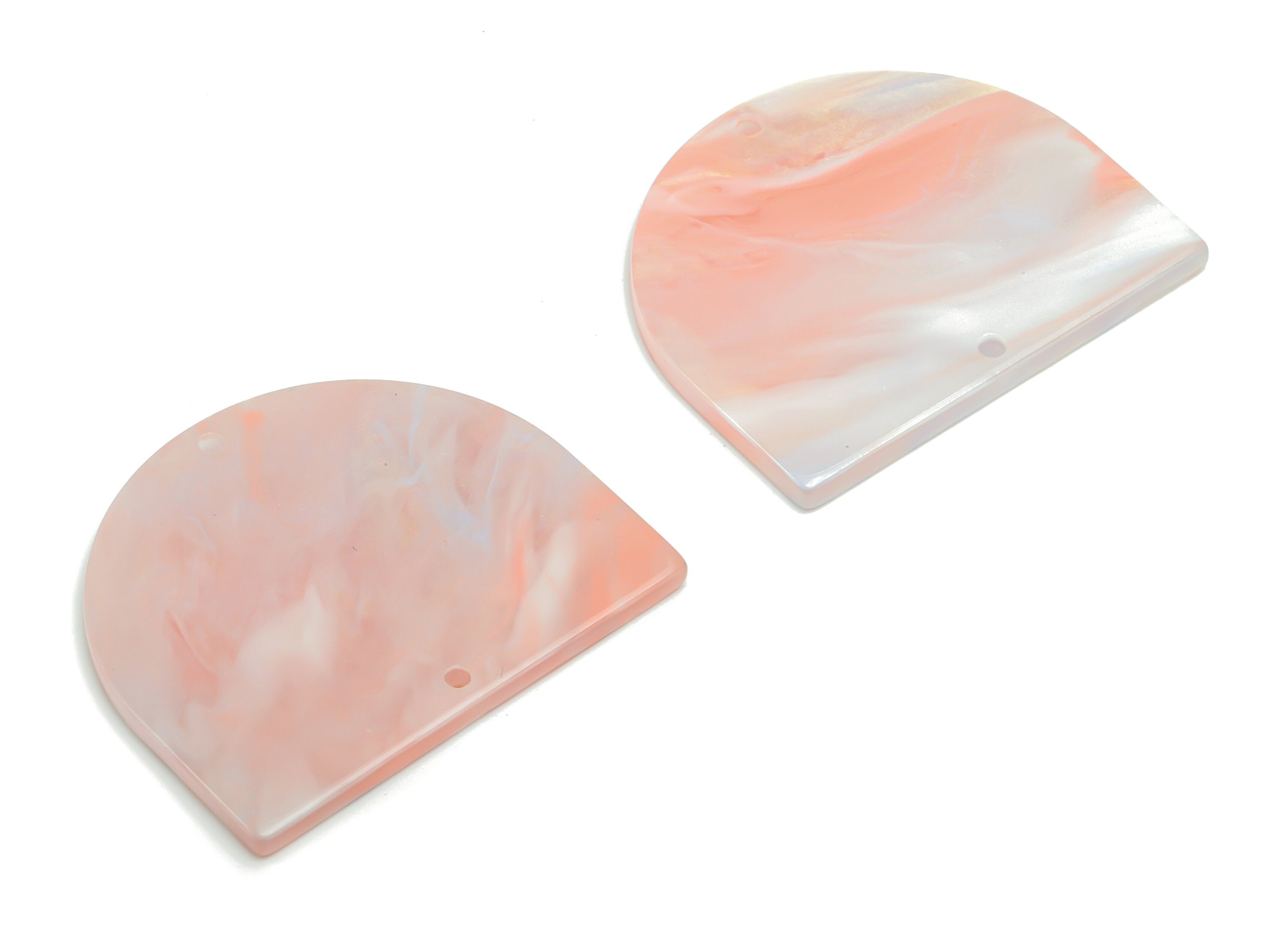 Acrylic D Earring Connector - Acrylic Semi circle Pendant - Jewelry Making Supplies - Color Code: A782 - 34.15x29.03x2.43mm - AC1634-A782 - DOMEDBAZAAR