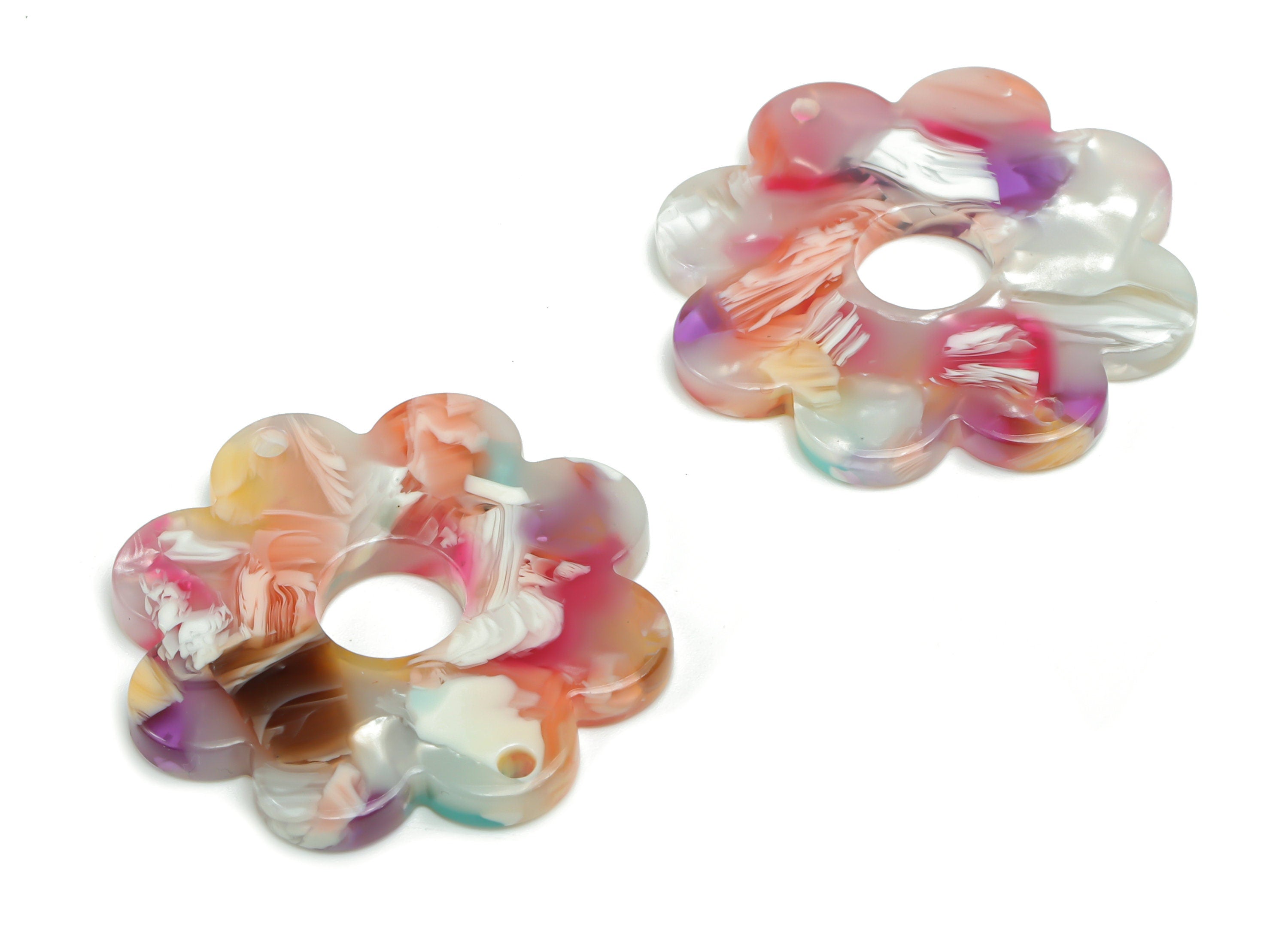 Acetate Flower Earring Charms - Acetate Flower Pendant Findings - Jewelry Making Supplies - Color Code: A771 - 30.1x30.1x2.5mm - AC2375-A771 - DOMEDBAZAAR