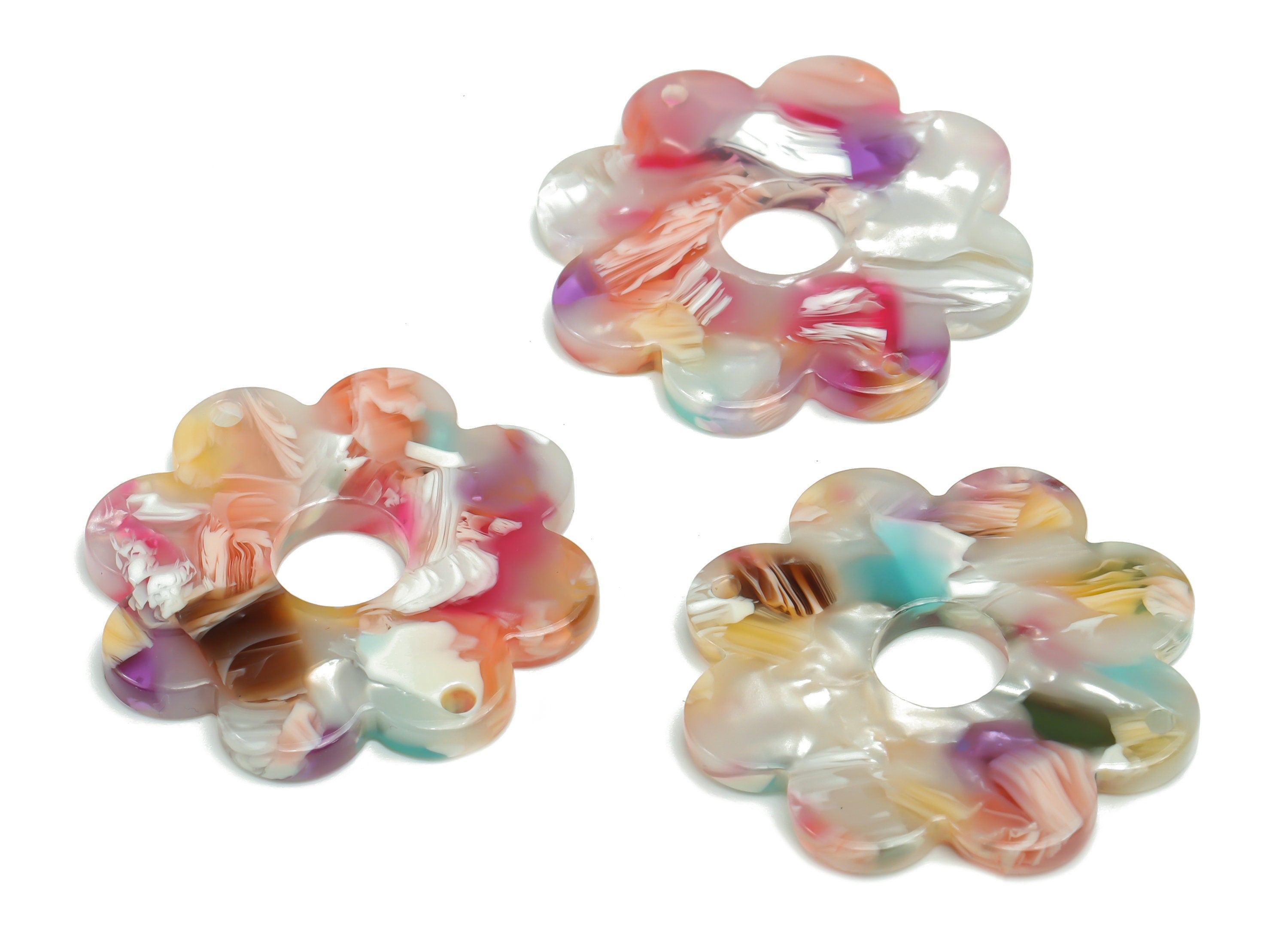 Acetate Flower Earring Charms - Acetate Flower Pendant Findings - Jewelry Making Supplies - Color Code: A771 - 30.1x30.1x2.5mm - AC2375-A771 - DOMEDBAZAAR