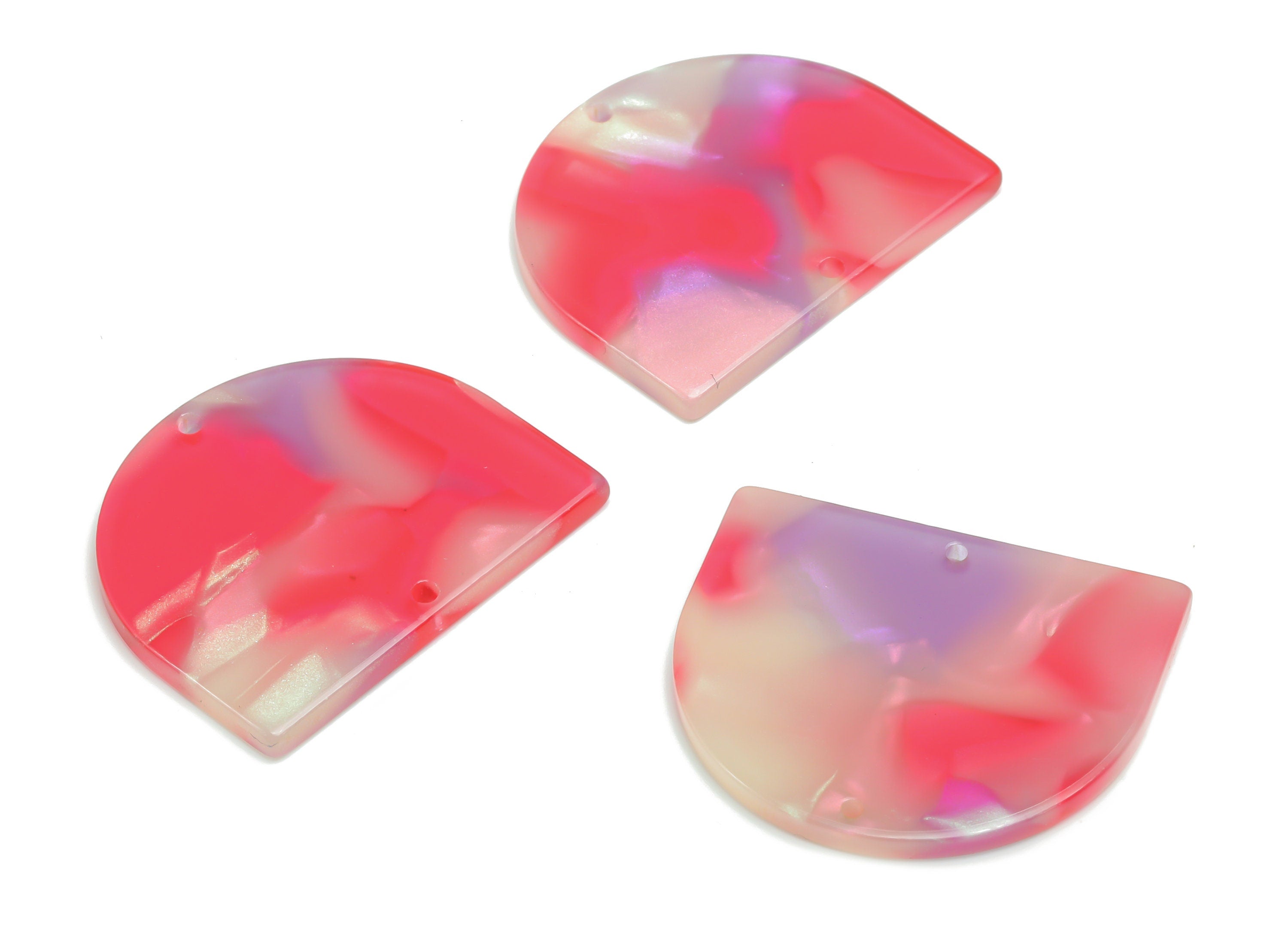 Acetate D Earring Connector - Acetate Semi circle Pendant - Jewelry Making Supplies - Color Code: A781 - 34.26x29.21x2.51mm - AC1634-A781 - DOMEDBAZAAR
