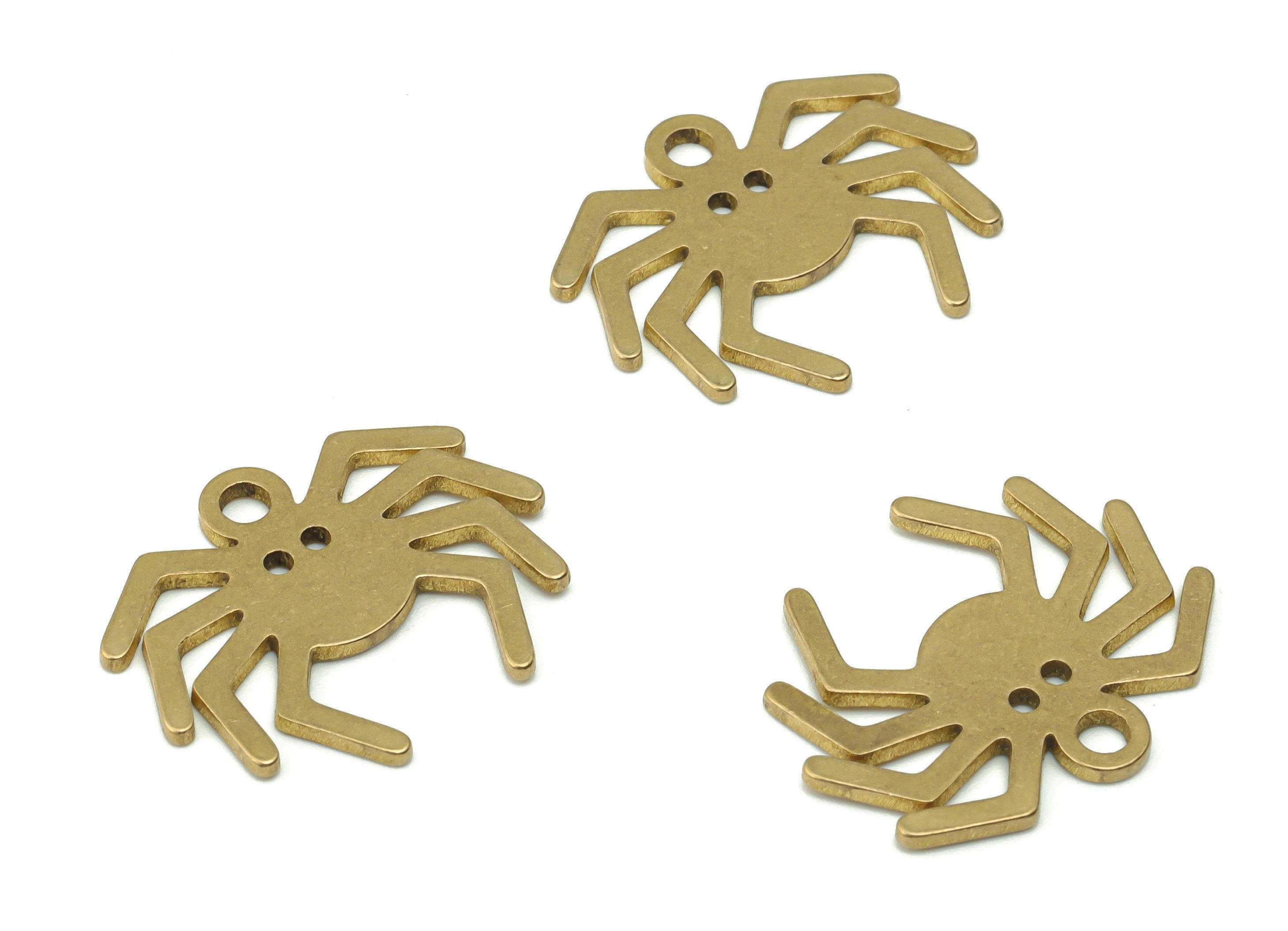 Brass Spider Earring Charms - Raw Brass Spider Pendant - DIY Jewelry Making Supplies - 19.62x15.99x0.86mm - PPZ0074 - DOMEDBAZAAR