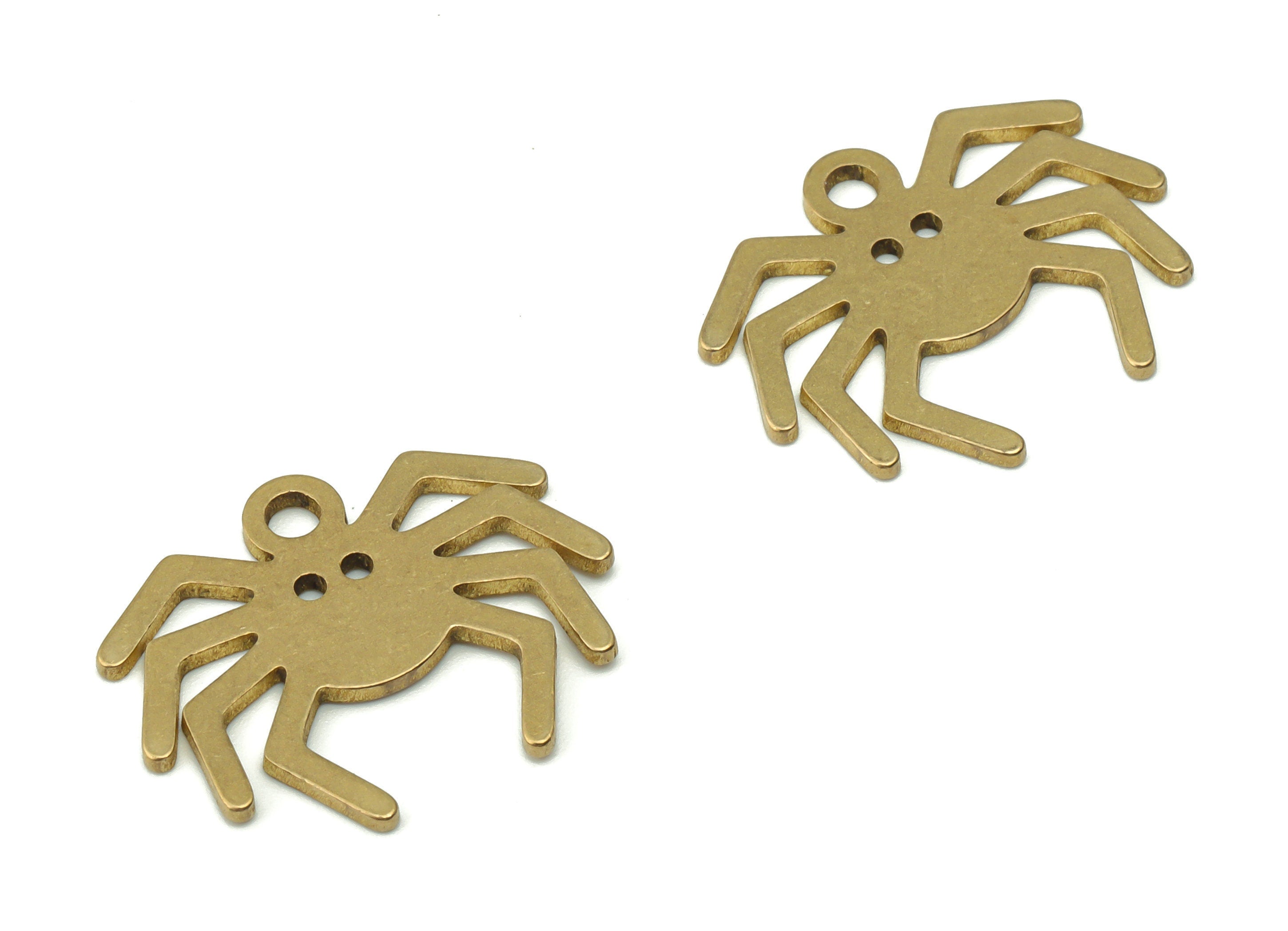 Brass Spider Earring Charms - Raw Brass Spider Pendant - DIY Jewelry Making Supplies - 19.62x15.99x0.86mm - PPZ0074 - DOMEDBAZAAR