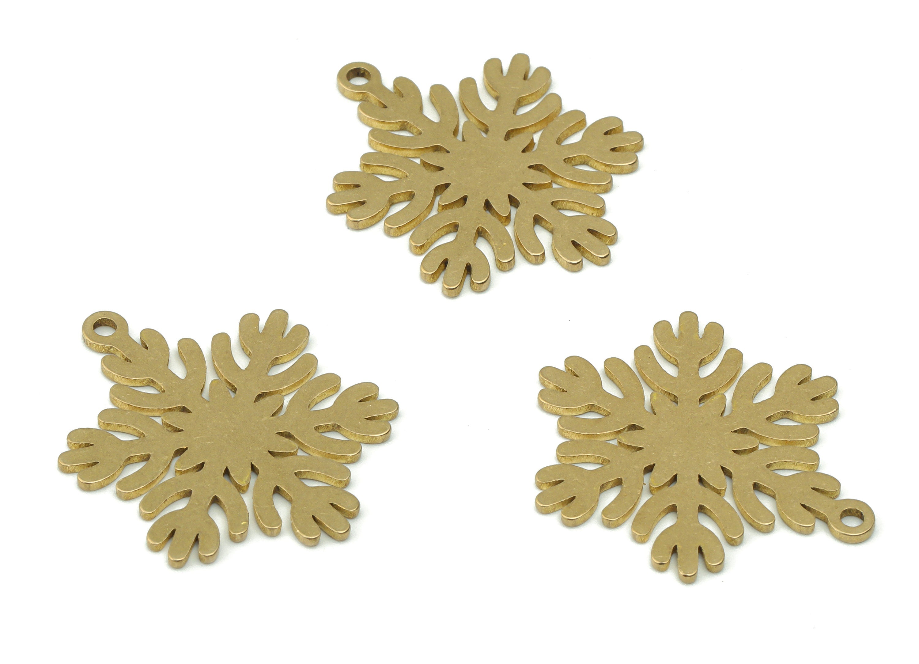 Brass Snowflake Earring Charms - Raw Brass Leaves Pendant - DIY Jewelry Making Supplies - 25.01x19.79x0.85mm - PPZ0099 - DOMEDBAZAAR