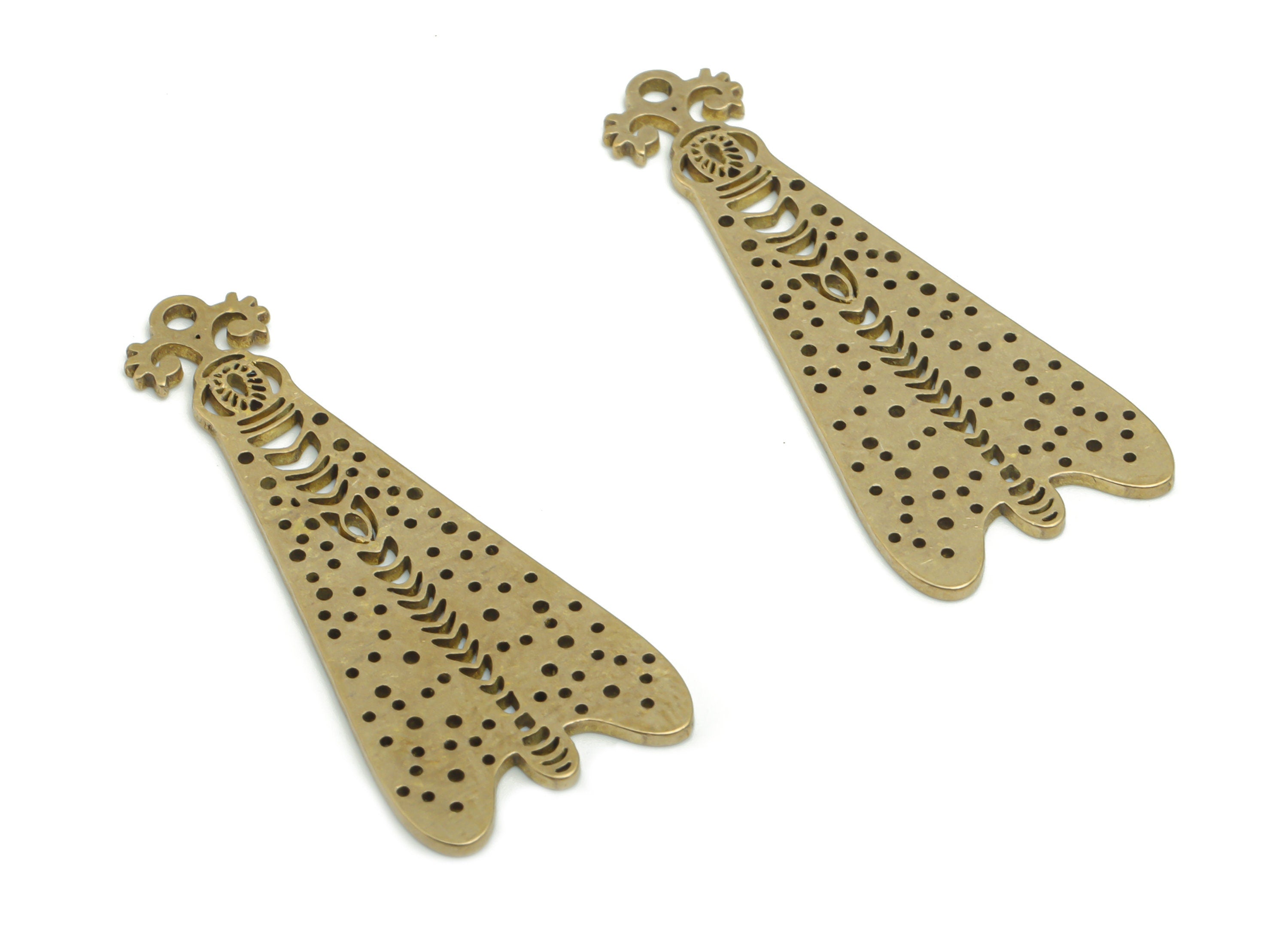 Brass Bubble Moth Earring Charms - Raw Brass Bubble Moth Pendant - DIY Jewelry Making Supplies - 36.22x15.21x0.84mm - PPA1564 - DOMEDBAZAAR