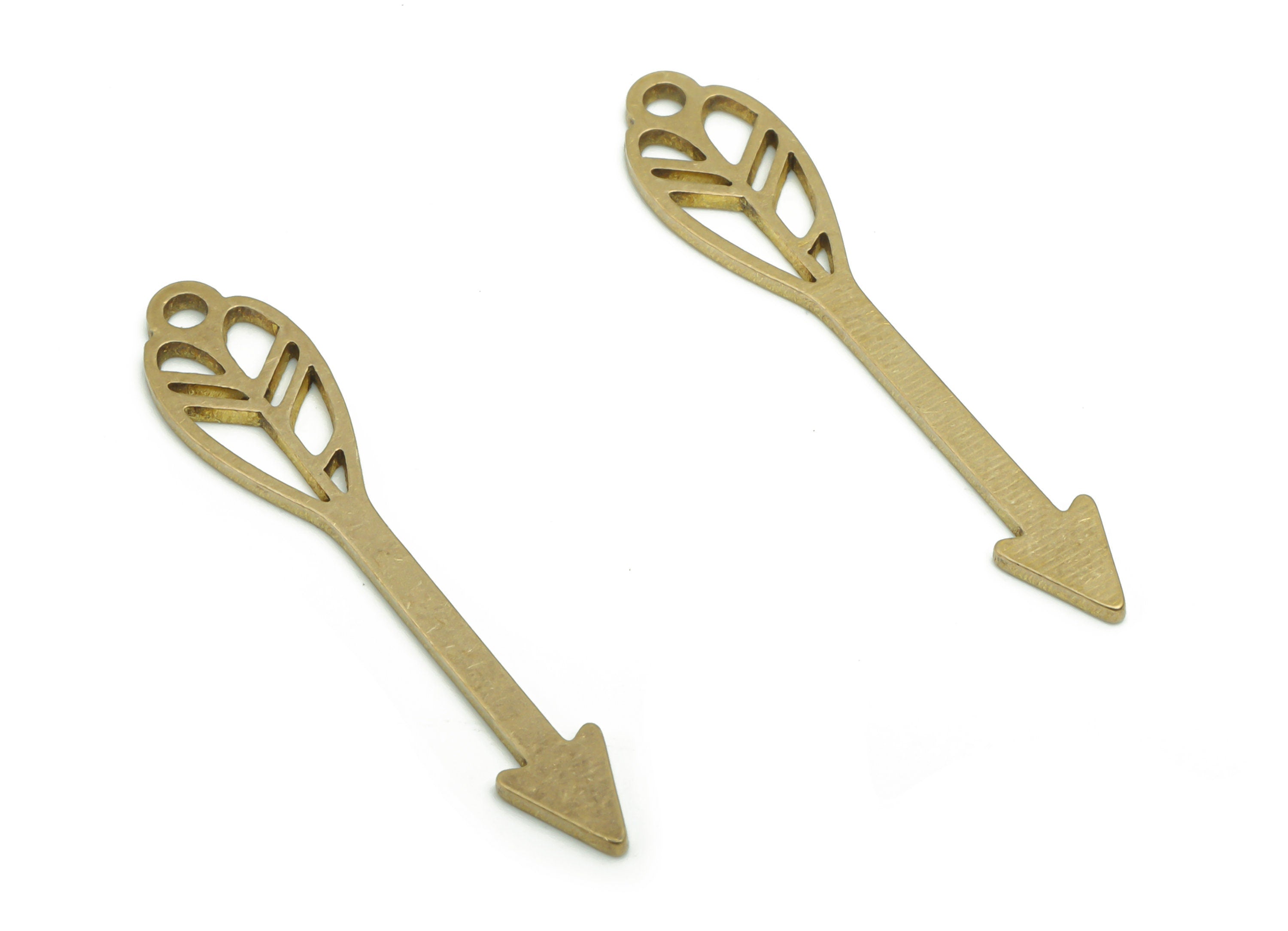 Brass Arrow Flower Earring Charms - Raw Brass Flower Arrow Pendant - DIY Jewelry Making Supplies - 31.73x6.29x0.81mm - PPA1579 - DOMEDBAZAAR