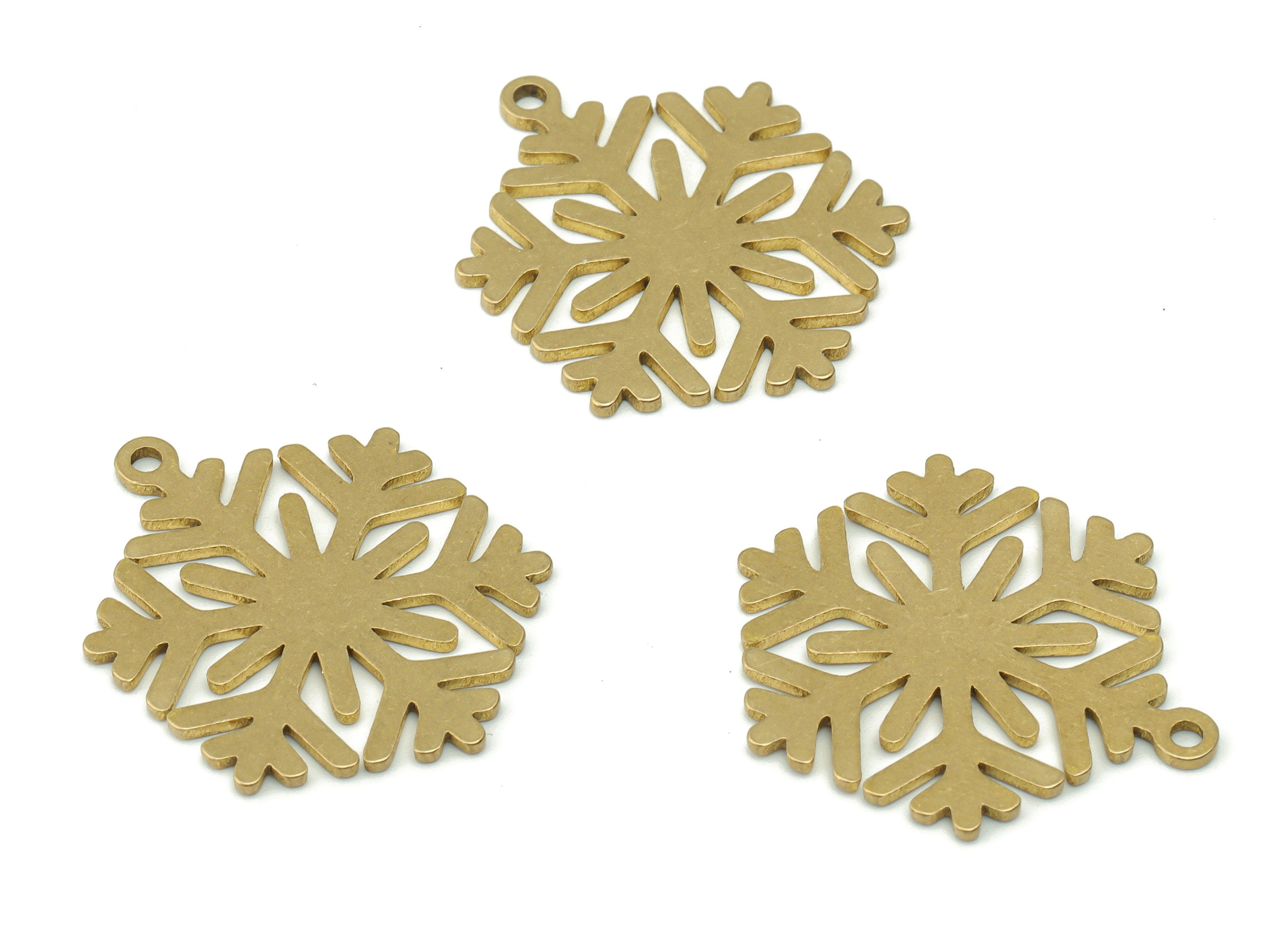 Brass Snowflake Earring Charms - Raw Brass Leaves Pendant - DIY Jewelry Making Supplies - 25.02x19.86x0.86mm - PPZ0098 - DOMEDBAZAAR