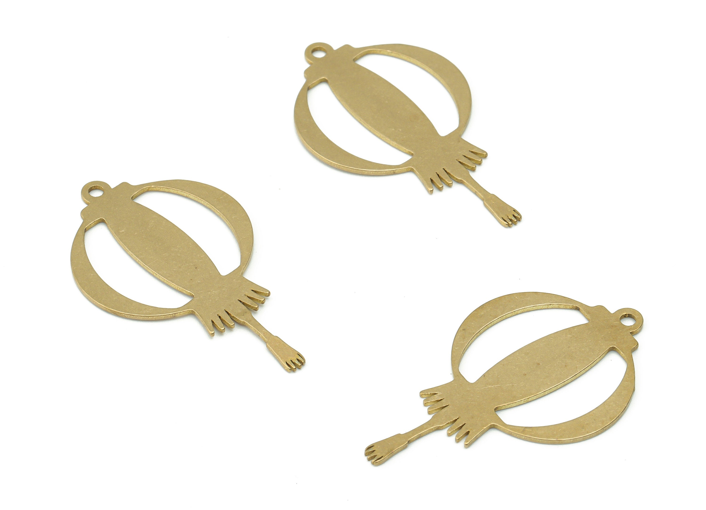Brass Lantern Balloon Earring Charms - Raw Brass Lantern Pendant - Jewelry Making Supplies - 31.97x19.14x0.67mm - PPA0442 - DOMEDBAZAAR
