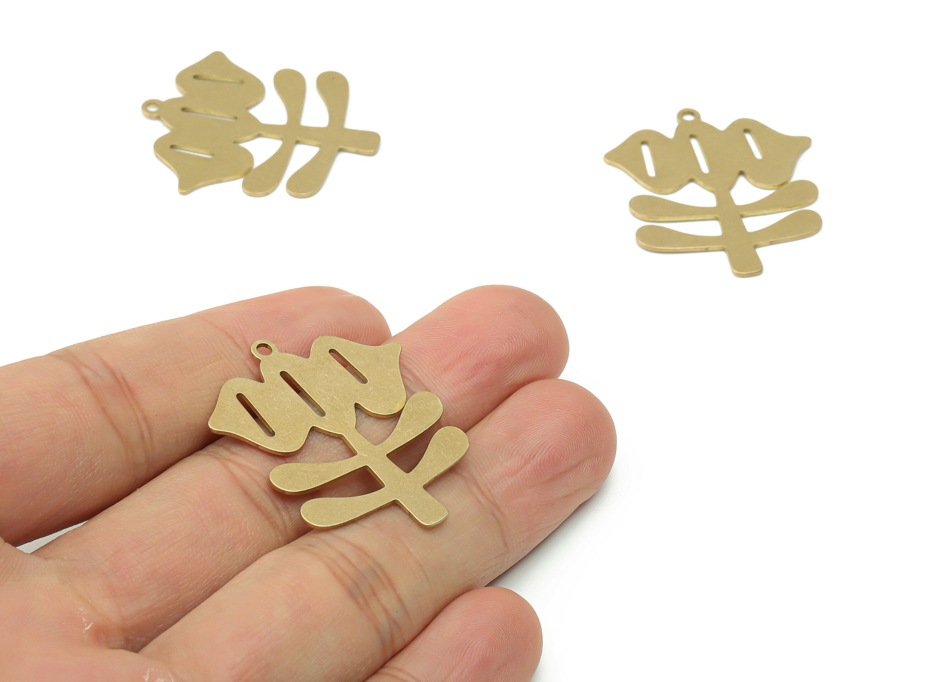 Personalized stamping blank - Brass Cucurbit Earring Charms - Raw Brass Flower Pendant - Jewelry Supplies - 33.8x29.16x0.67mm - PPA0509 - DOMEDBAZAAR