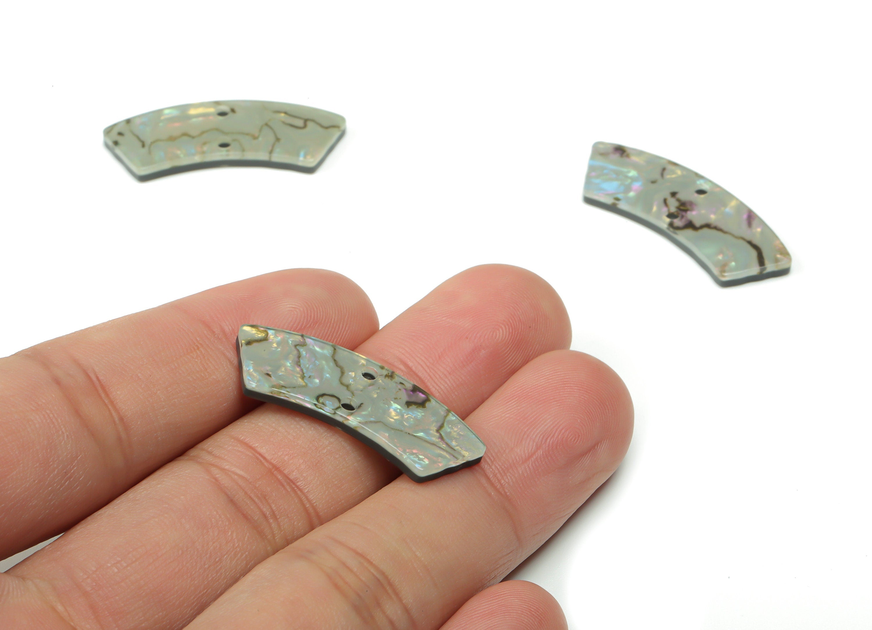 Acrylic Earring Charms - Irregular Shaped Connector - Arc Shaped 2 Hole - Jewelry Supplies - Color Code:A688 - 31.18x10.11x2.5mm-AC2326-A688 - DOMEDBAZAAR