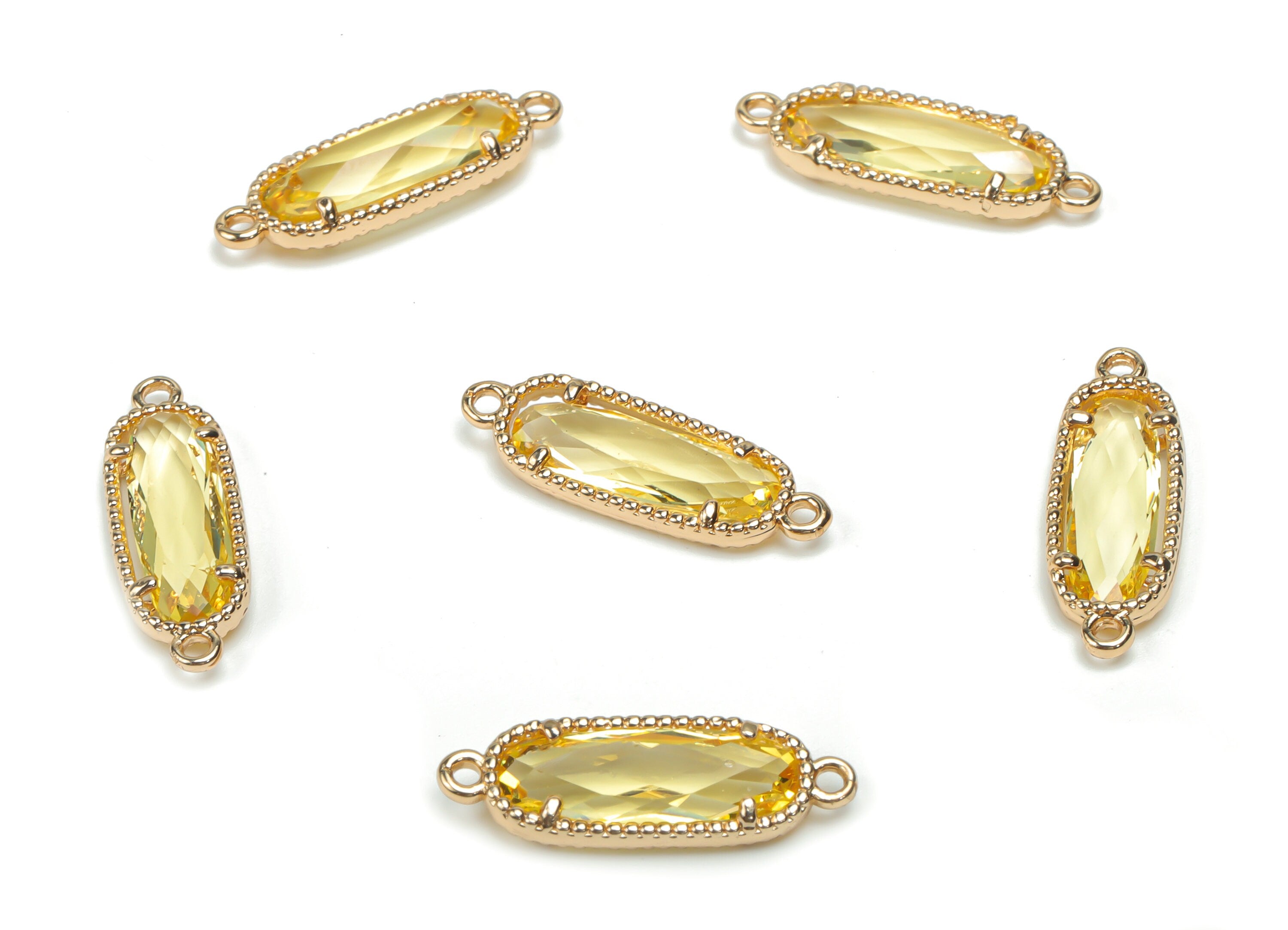 Glass Oval Earring Connector - Brass Oval Frame Charms and Pendant - Gold Tone Plated Brass - Jewelry Supplies - 20.86x6.98x3.48mm - GS1072B - DOMEDBAZAAR