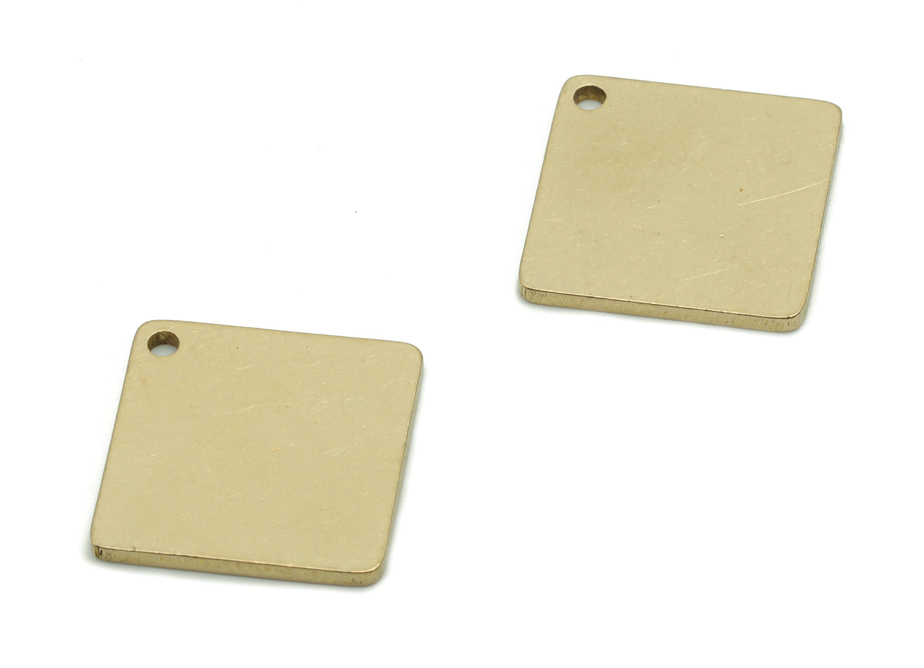 Personalized Stamping Blank - Brass Square Earring Charms - Raw Brass Square Pendant - Jewelry Making Supplies - 12.98x12.98x0.94mm - PP4936 - DOMEDBAZAAR