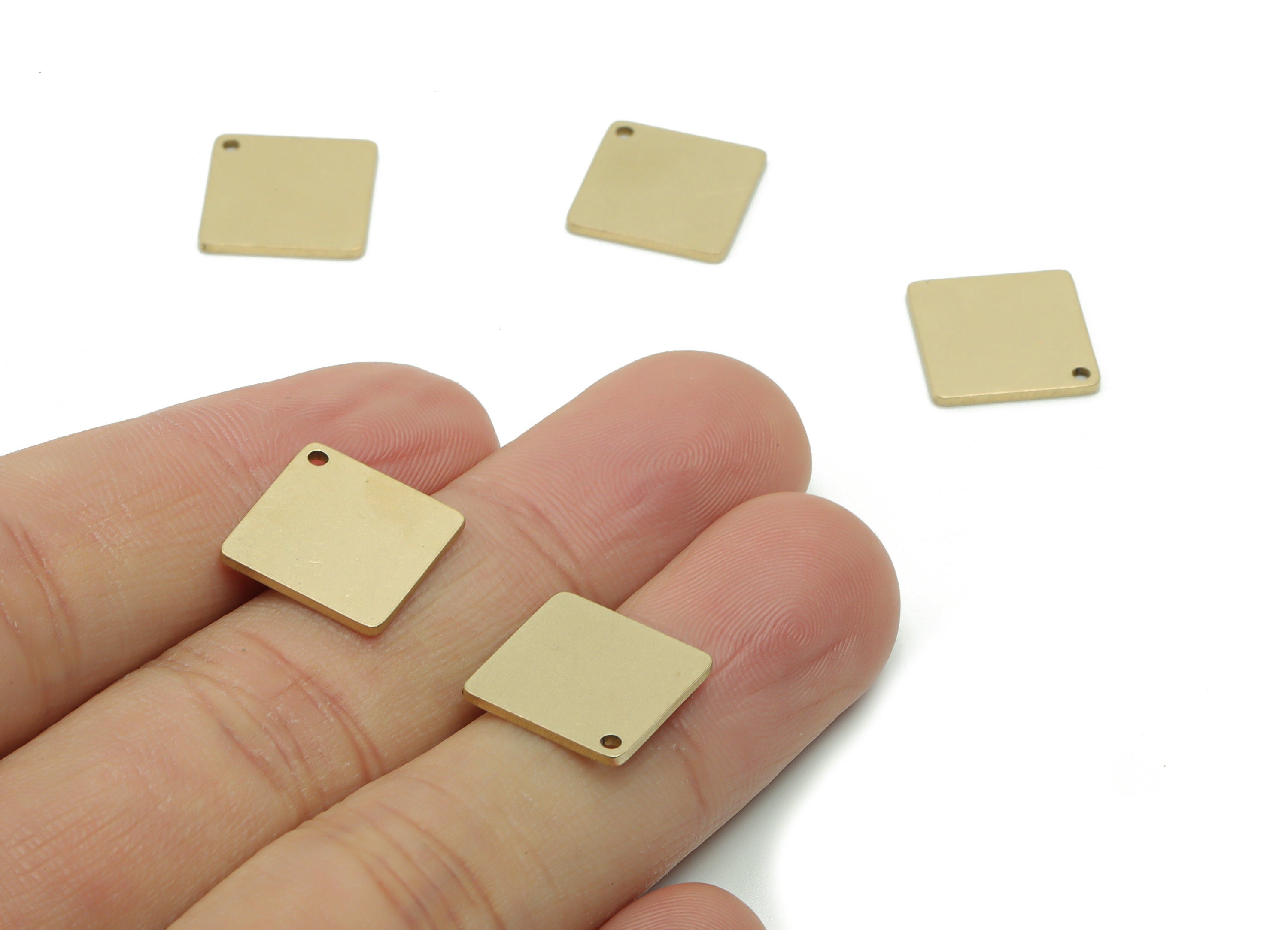 Personalized Stamping Blank - Brass Square Earring Charms - Raw Brass Square Pendant - Jewelry Making Supplies - 12.98x12.98x0.94mm - PP4936 - DOMEDBAZAAR