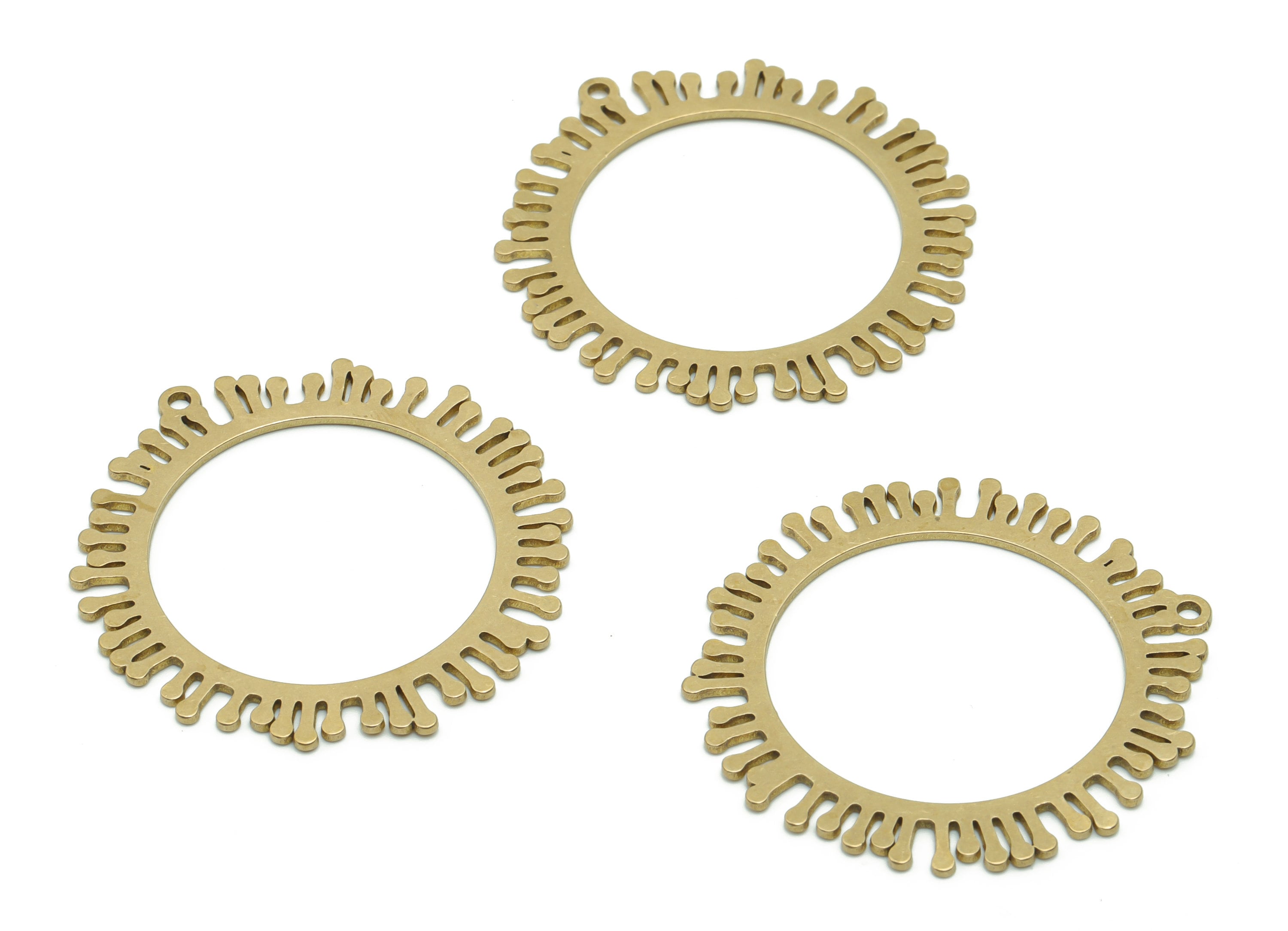 Brass Sun Circle Earring Charms - Raw Brass Circle Sun Pendant - Jewelry Making Supplies - 36.42x34.74x0.75mm - PPA0633 - DOMEDBAZAAR
