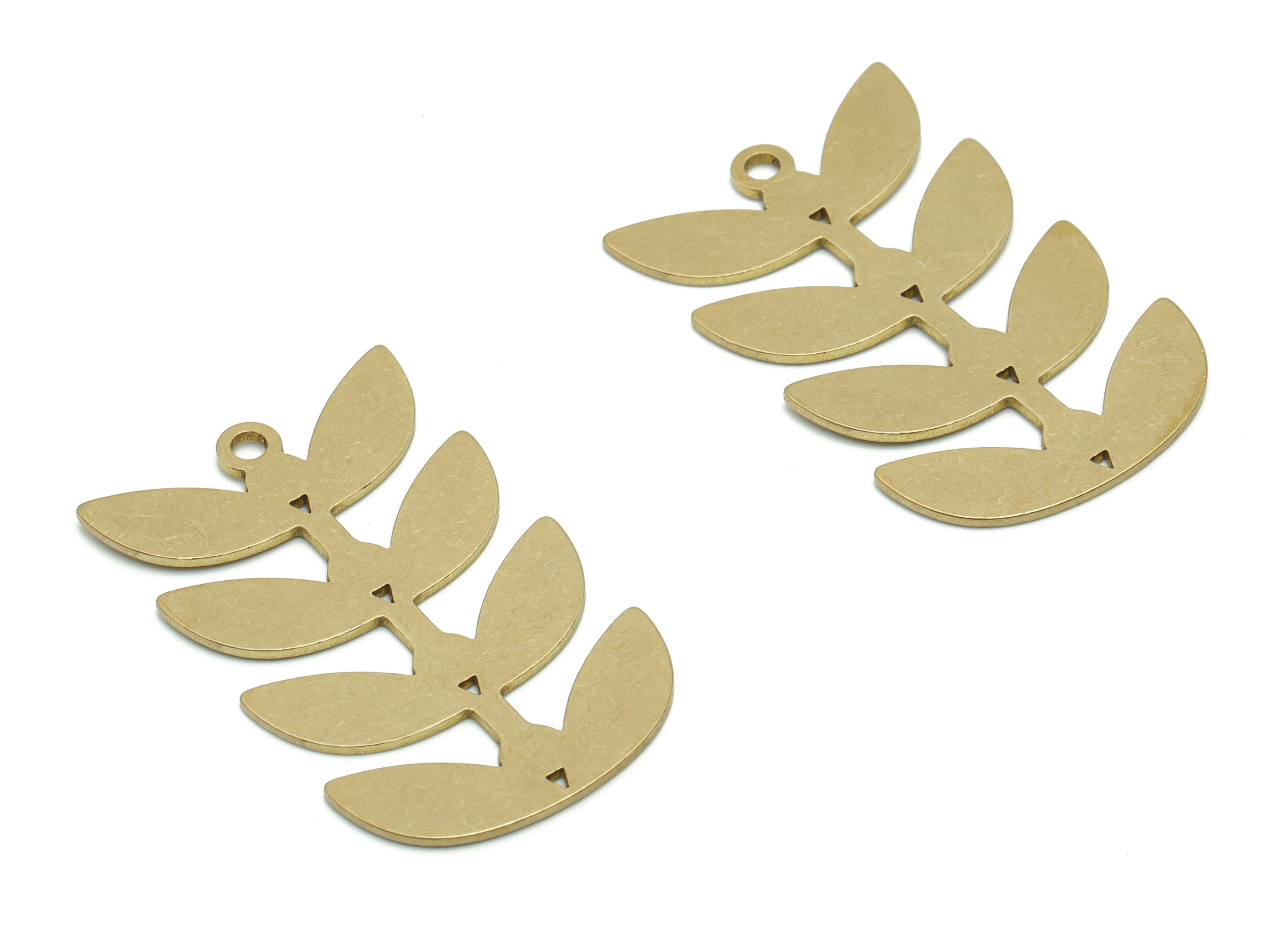 Personalized Stamping Blank - Brass Mosaic Leafs Earring Charms - Raw Brass Mosaic Pendant - Jewelry Supplies - 34.49x21.73x0.75mm -PPA0834 - DOMEDBAZAAR