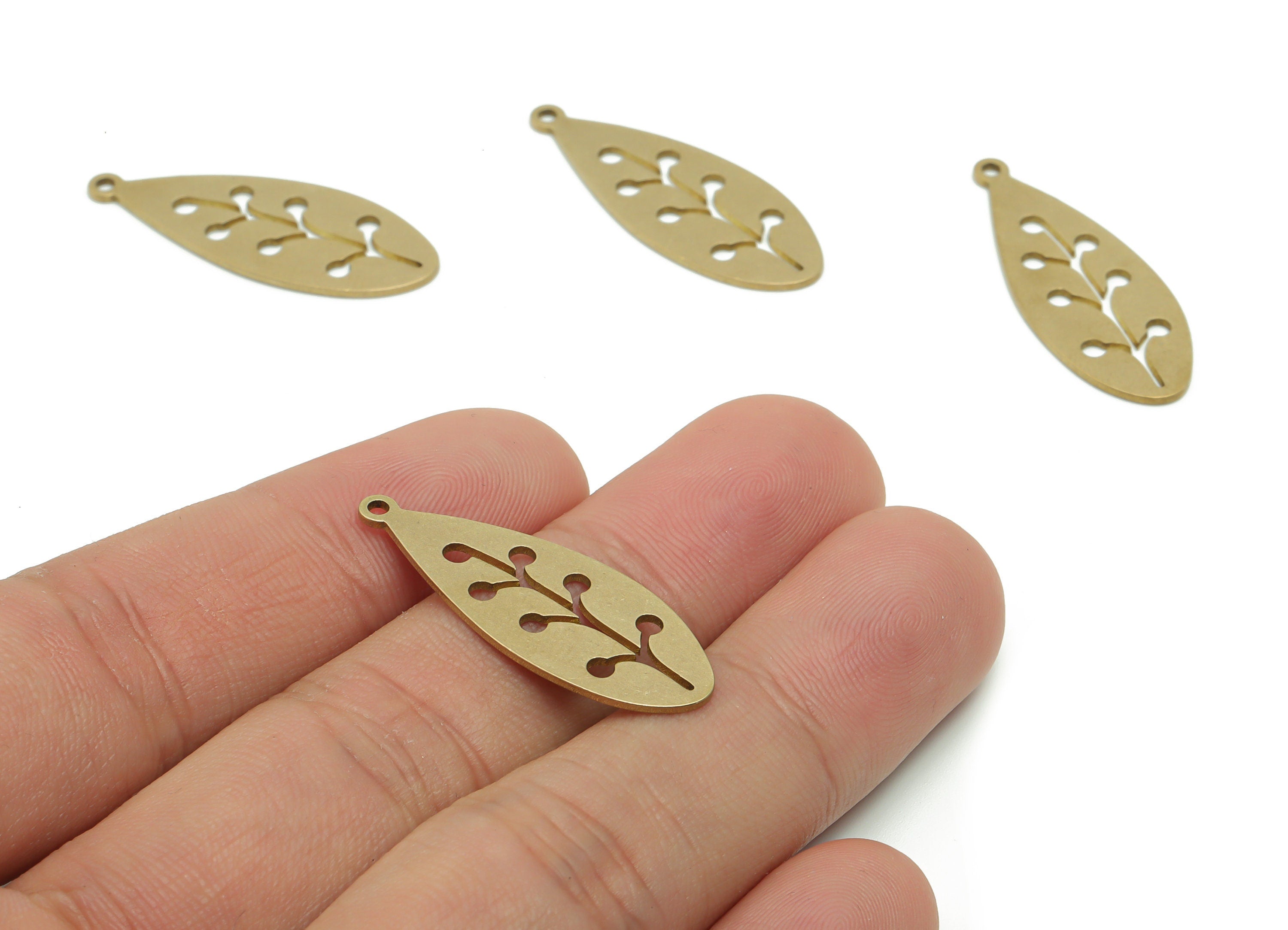 Brass Drop Branches Earring Charms - Raw Brass Branches Drop Pendant - Jewelry Making Supplies - 32.17x12.12x0.74mm - PPA0571 - DOMEDBAZAAR