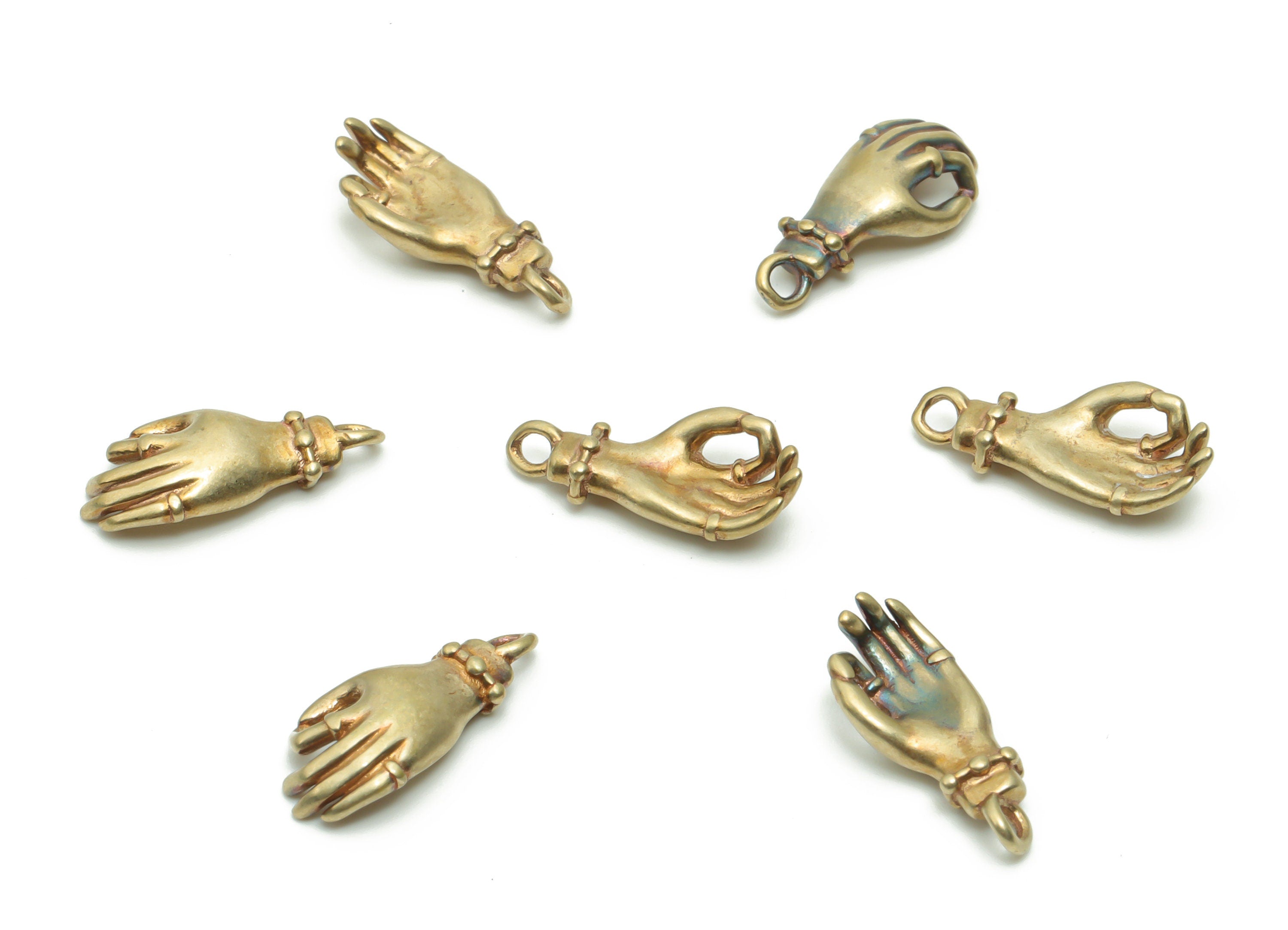 Brass Hand Sign Earring Charms - Raw Brass Ok Hand Pendant - Jewelry Making Supplies - 15.15x7.07x2.74mm - PP4937 - DOMEDBAZAAR