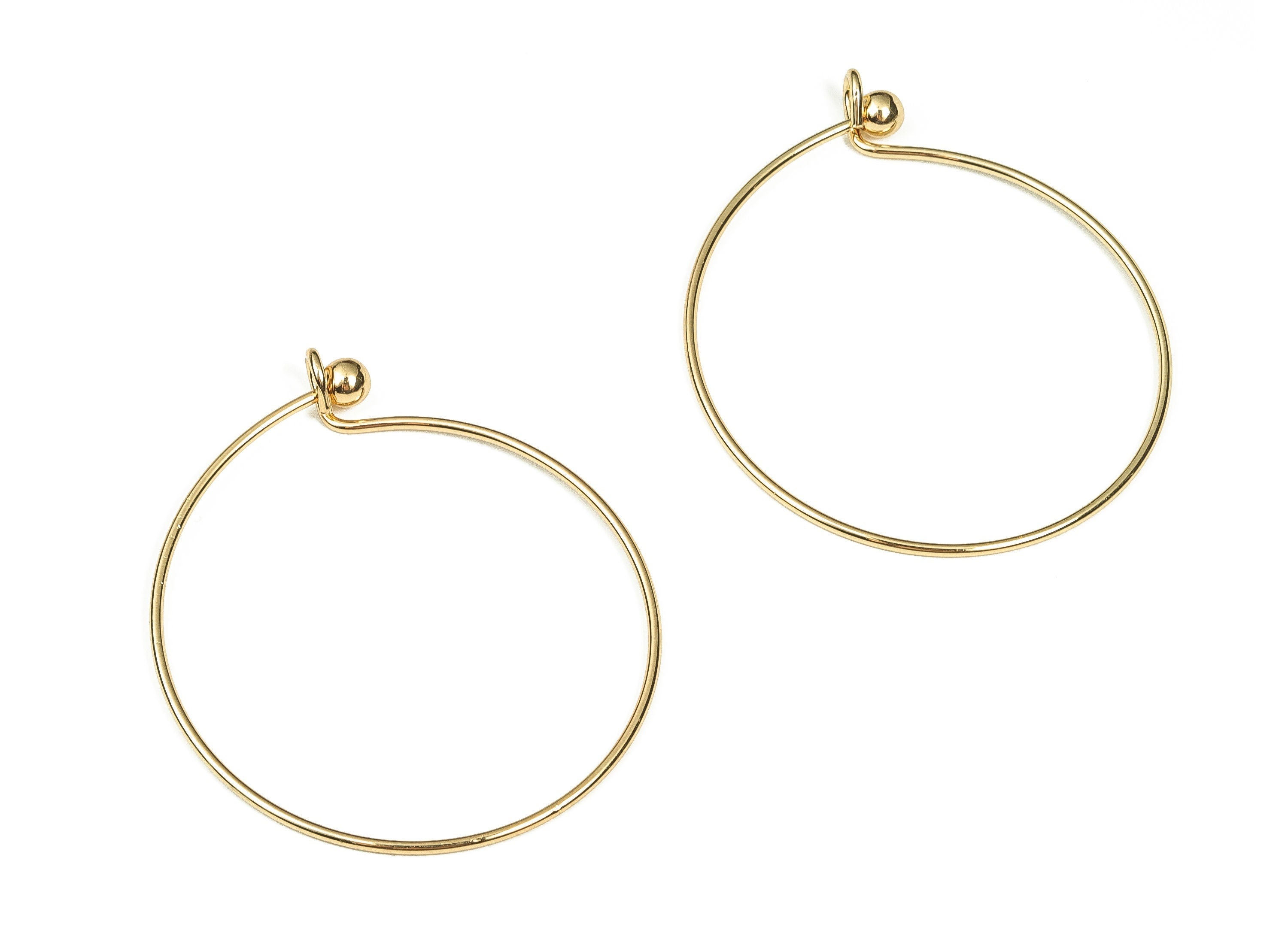 Brass Round Hoop Bracelet - Gold Hoop Bangle - 18k Real Gold Plated Brass Bracelet - Jewelry Making Supplies -64.45x56.4x1.53mm- RGP3338 - DOMEDBAZAAR