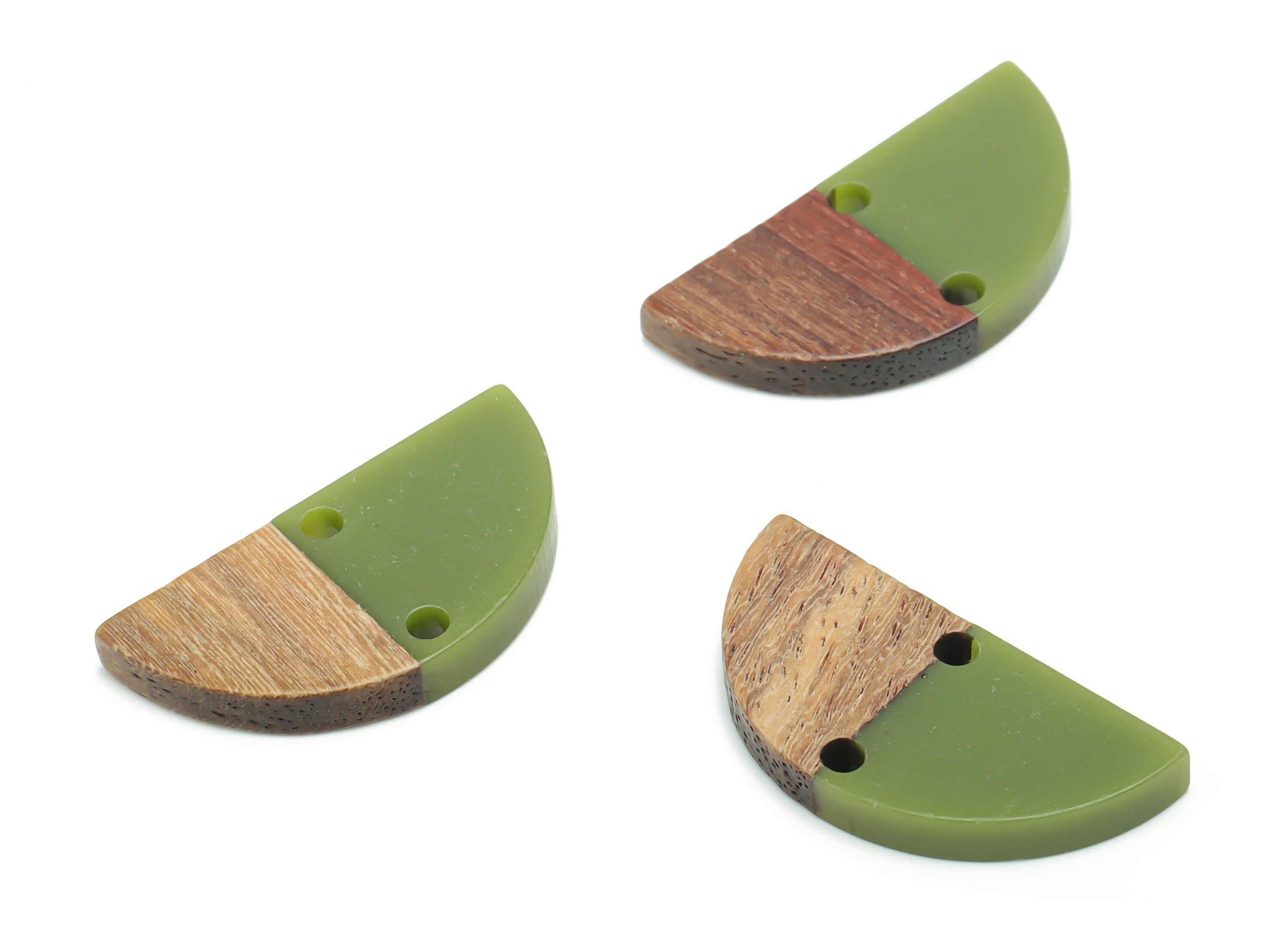 Natural Wooden Semicircle Earring Connector - Resin Half Moon Charms and Pendant - DIY Jewelry Making Supplies - 27.71x13.9x3.14mm - BB1141D - DOMEDBAZAAR
